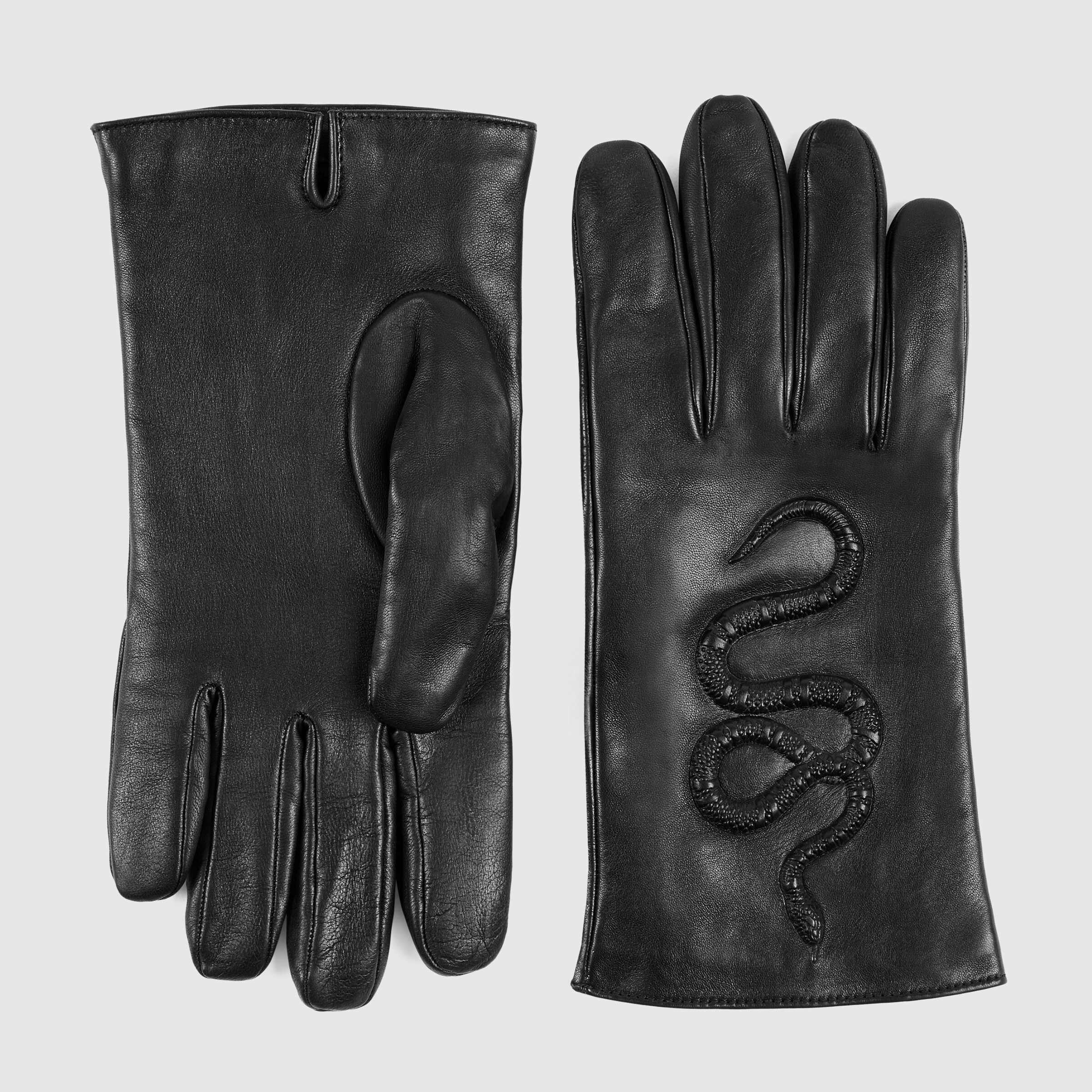 Snake embossed leather gloves Gucci Men's Gloves 452578BAP001000