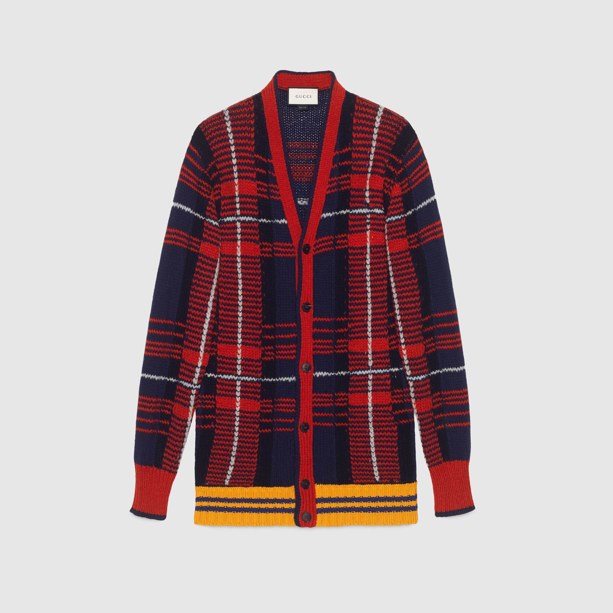 Check wool cardigan Gucci Men's Cardigans 439230X13431588