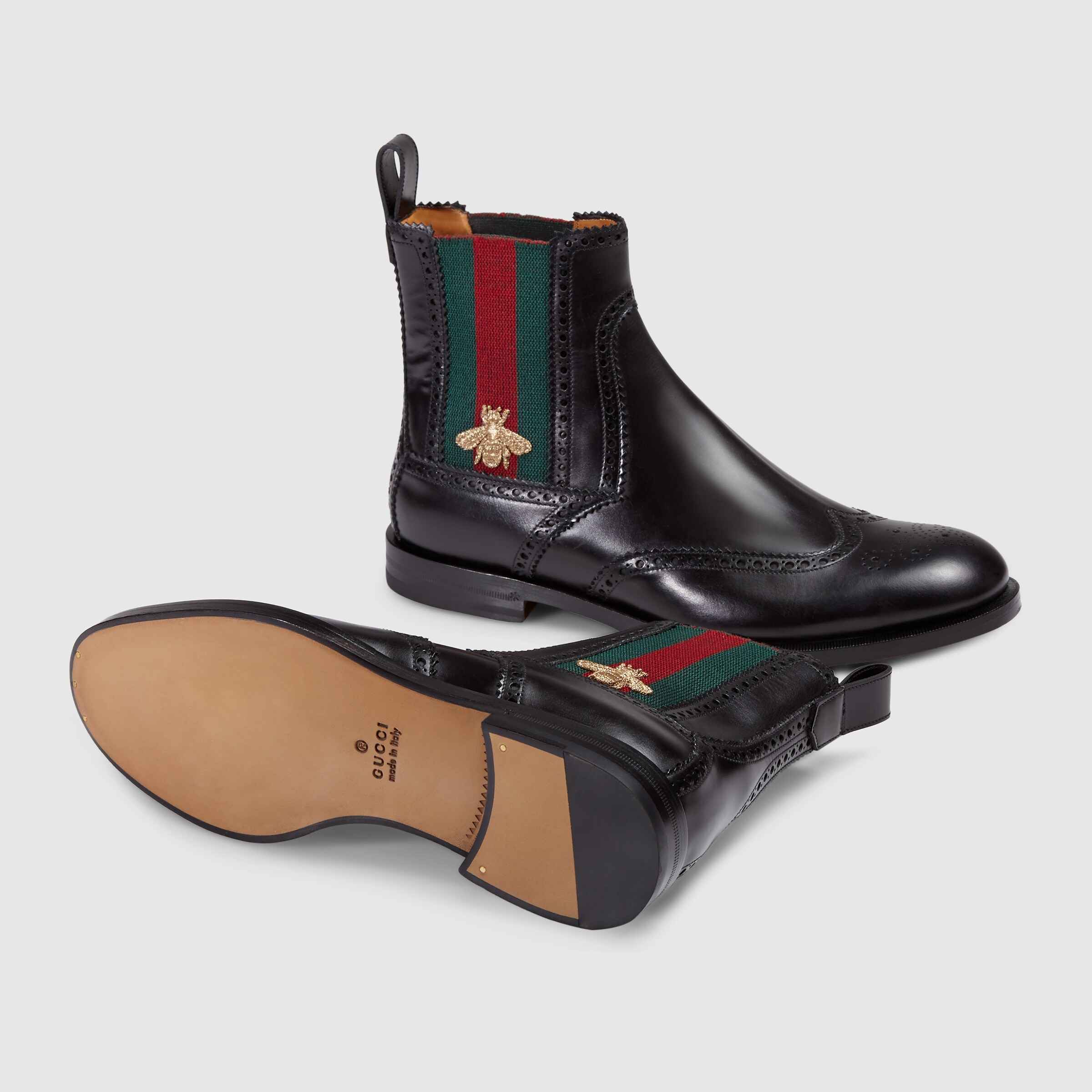 gucci leather boots with belt