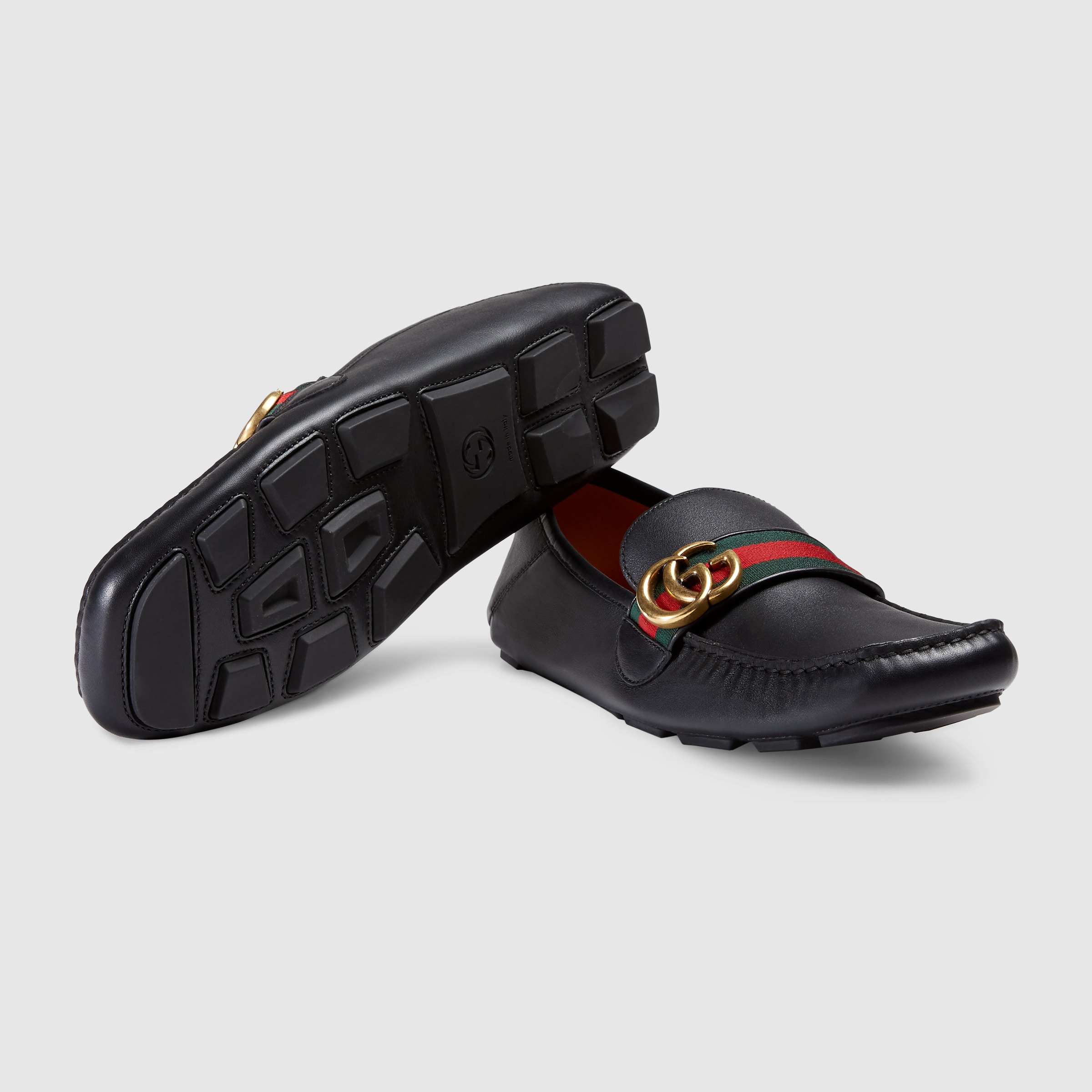gucci web leather driver
