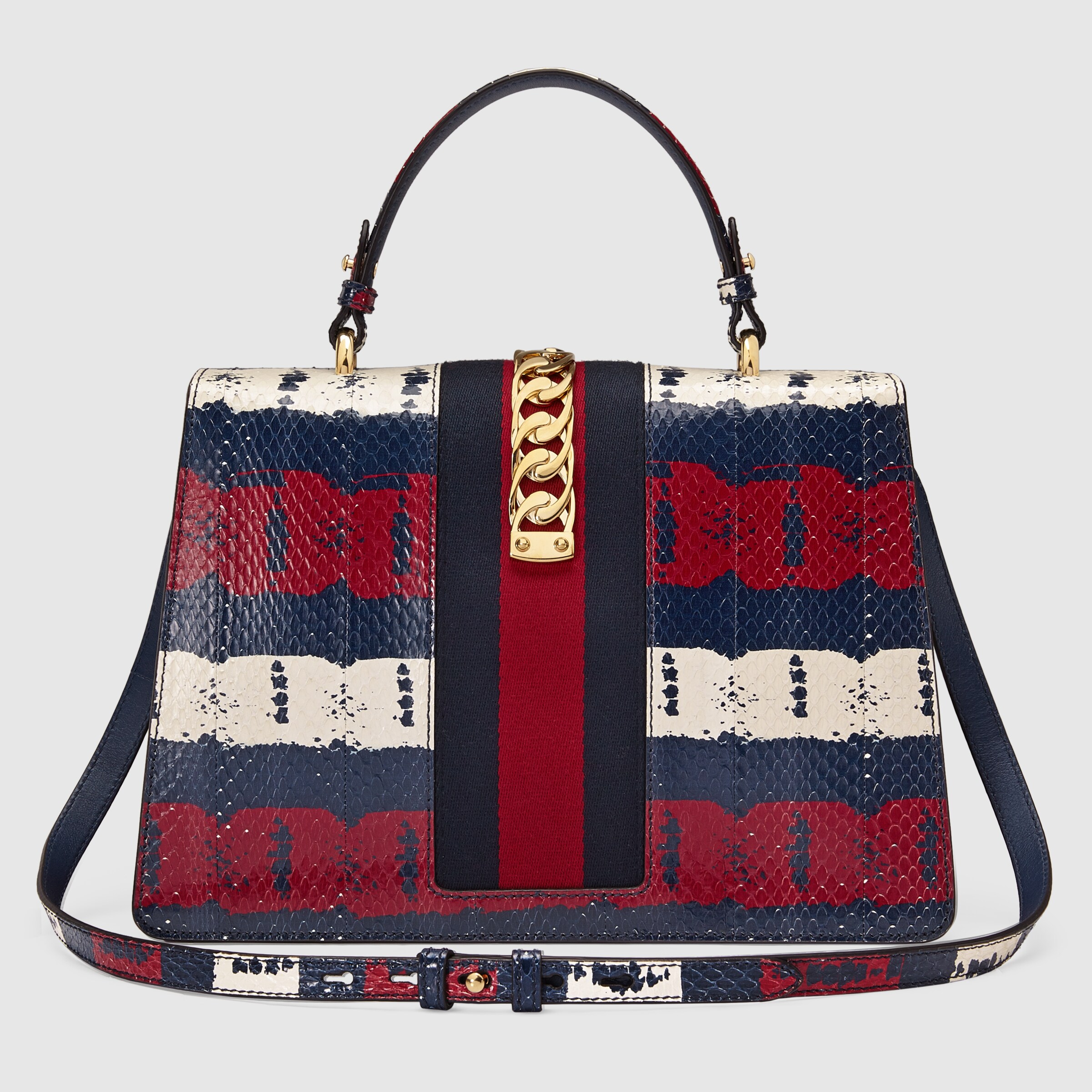 Sylvie printed snakeskin top handle bag Gucci Women's Exotics