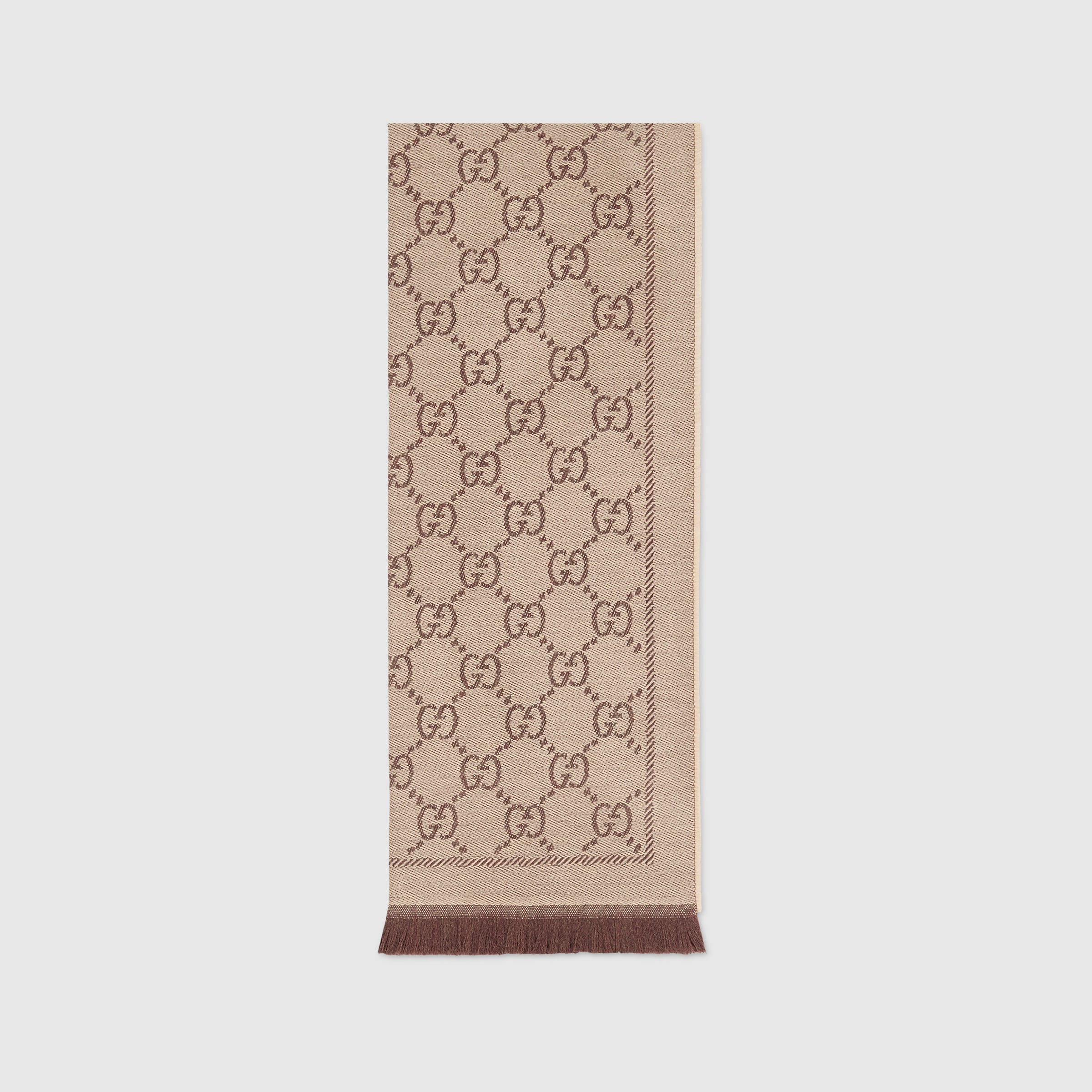 Gucci★素敵！Unisex Brown Wool GRG Web Hopkins Long Scarf s-l1200.jpg