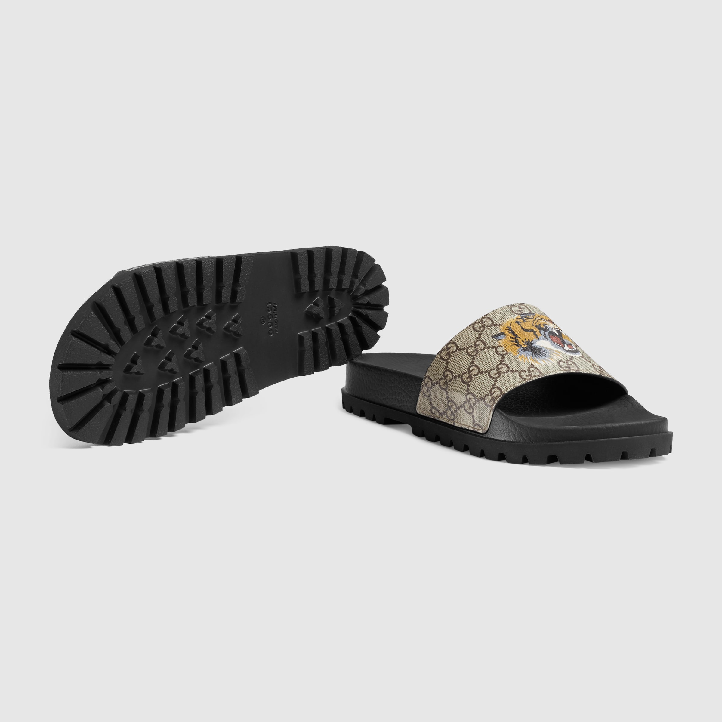 GG Supreme tiger slide sandal - Gucci Men's Sandals & Slides ...