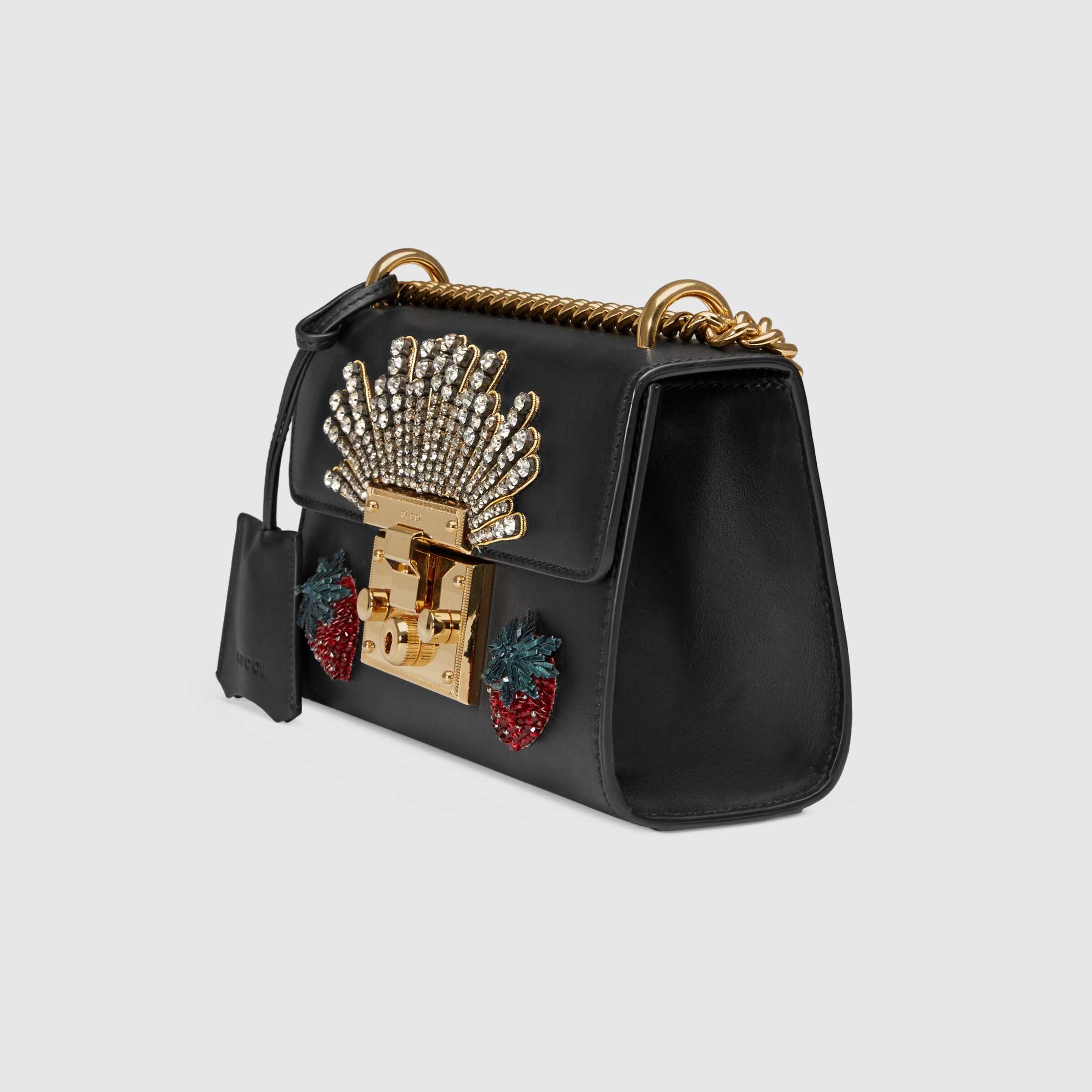 Padlock embroidered leather shoulder bag Gucci Women's Shoulder Bags