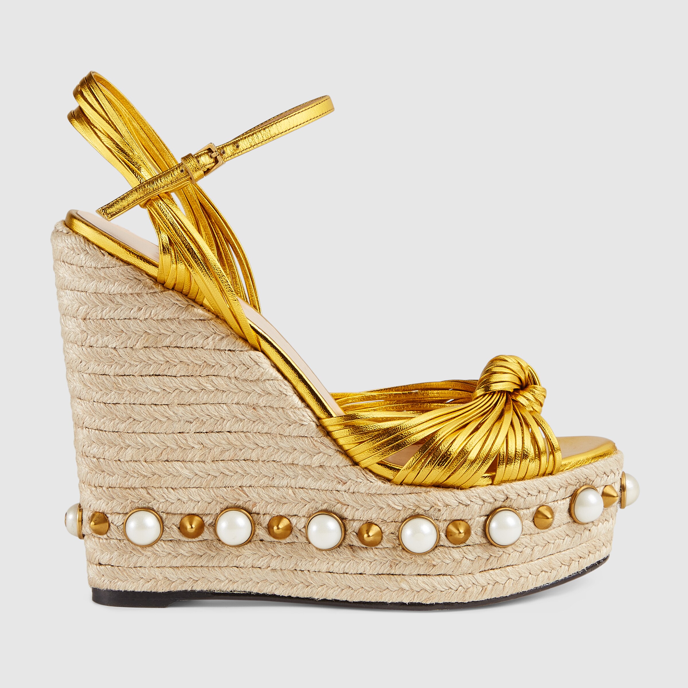 Metallic leather knot espadrille Gucci Women's Sandals 454302B8B008016