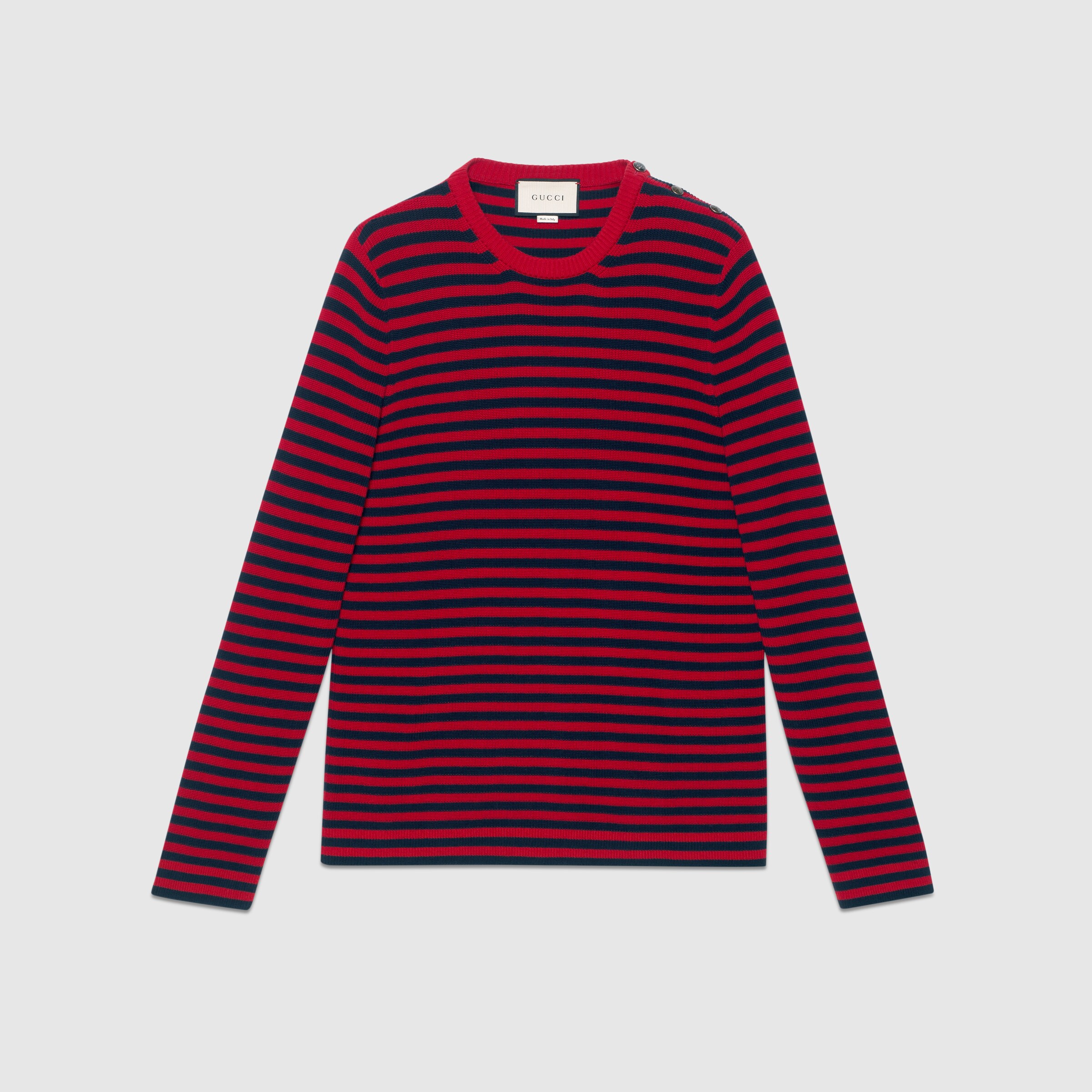 Striped cotton crew neck sweater Gucci Men's Sweaters & Cardigans
