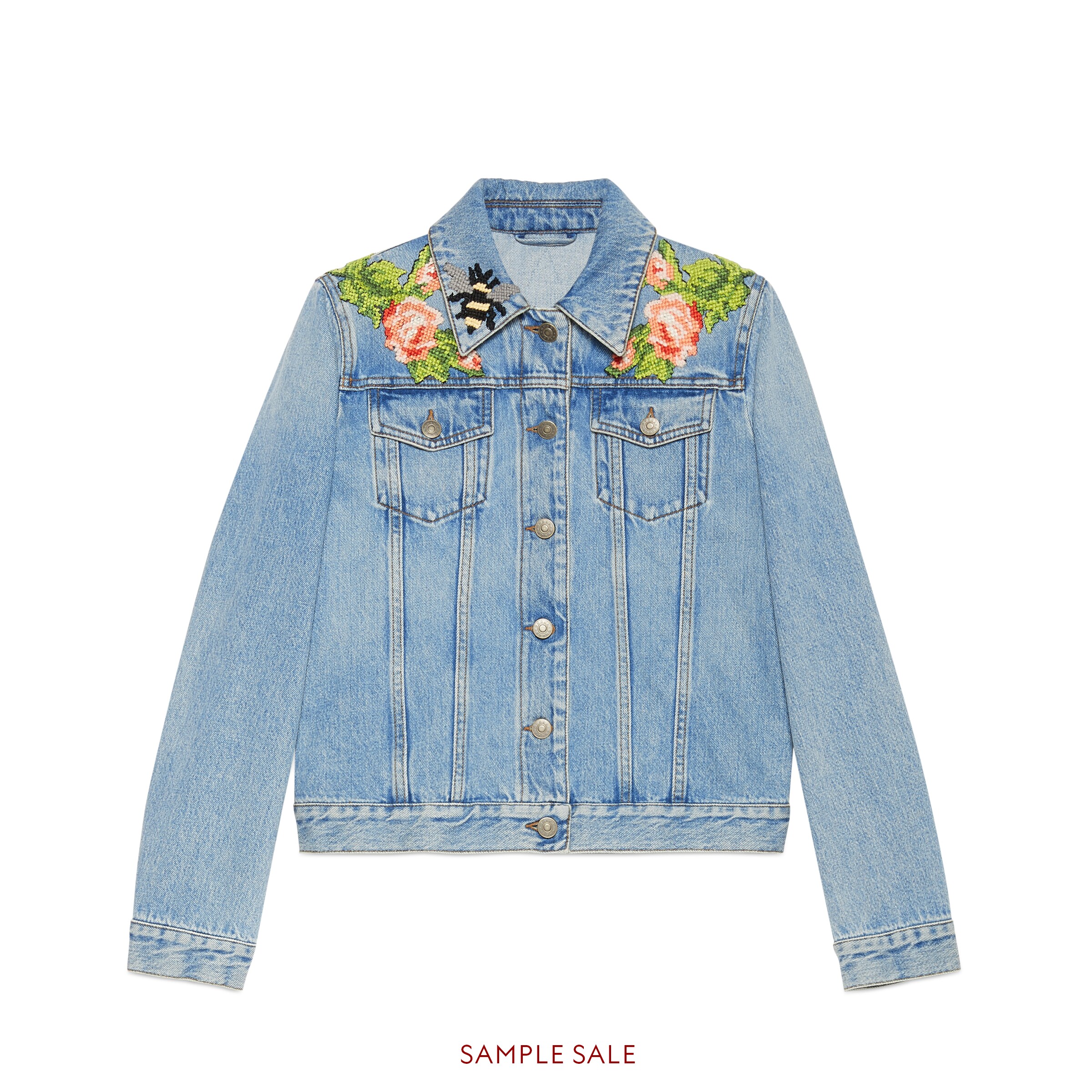 gucci veste en jean avec broderies