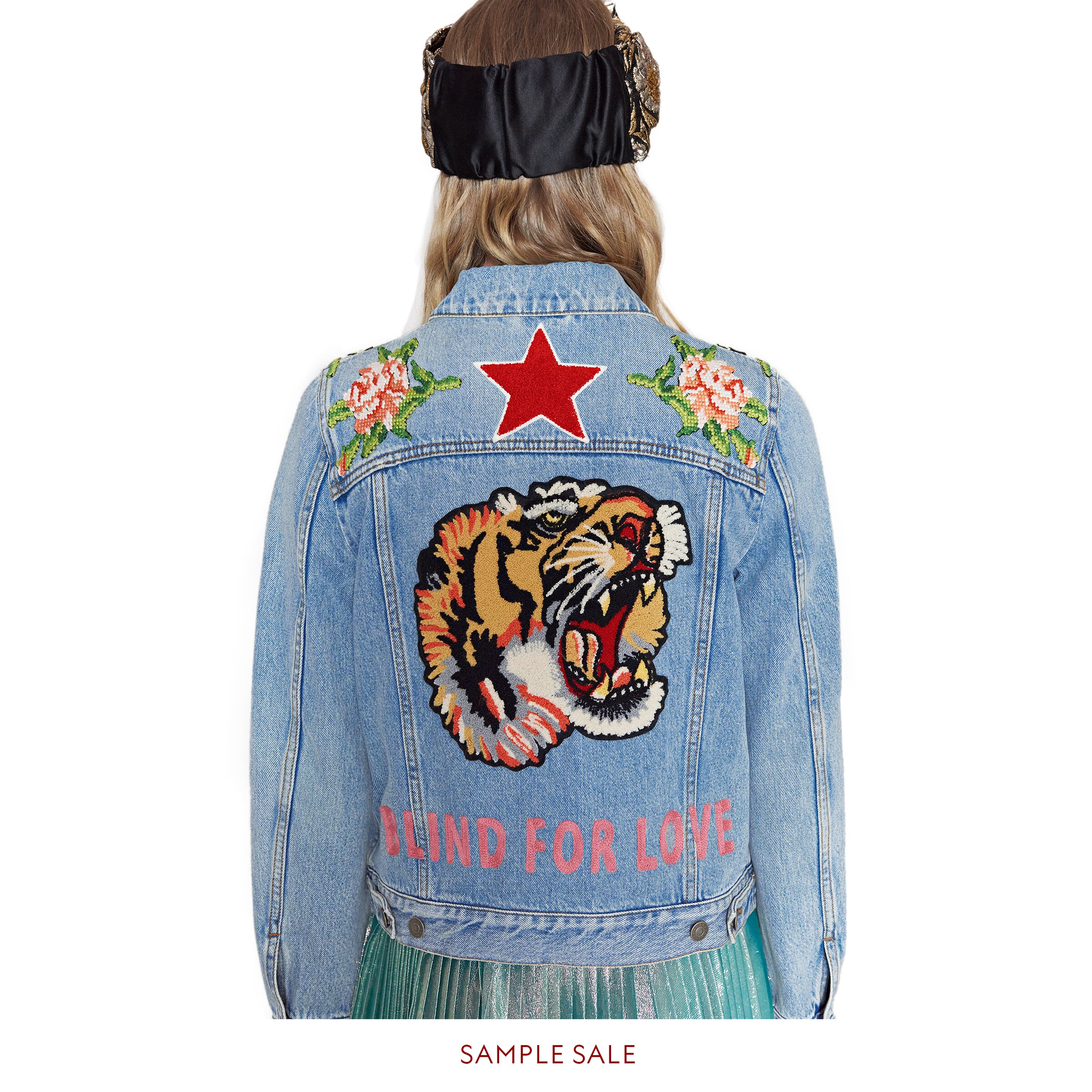 Embroidered denim jacket - Gucci Women's Denim 435847XR4604425
