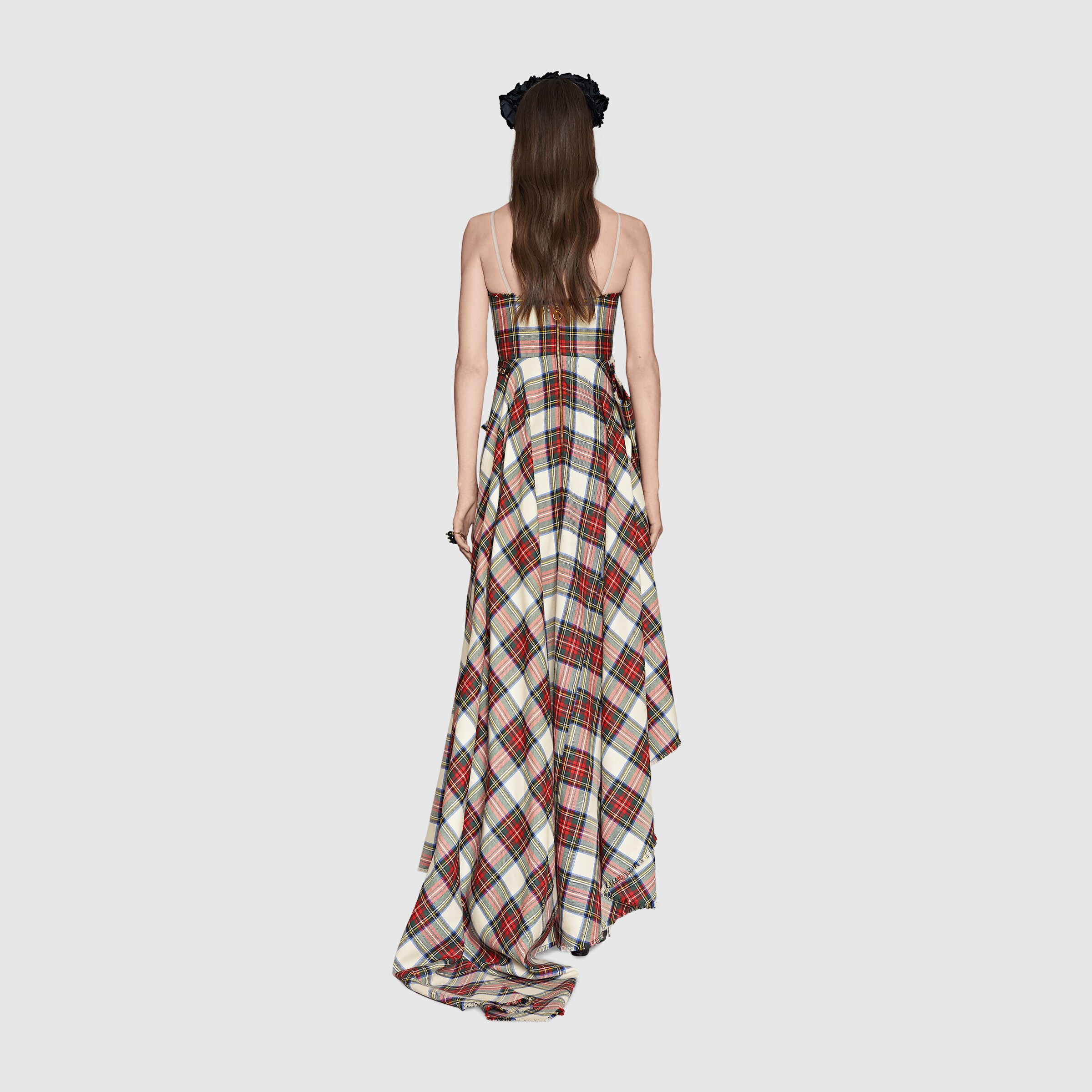Embroidered wool tartan gown Gucci Women's Dresses 456159ZIK149214