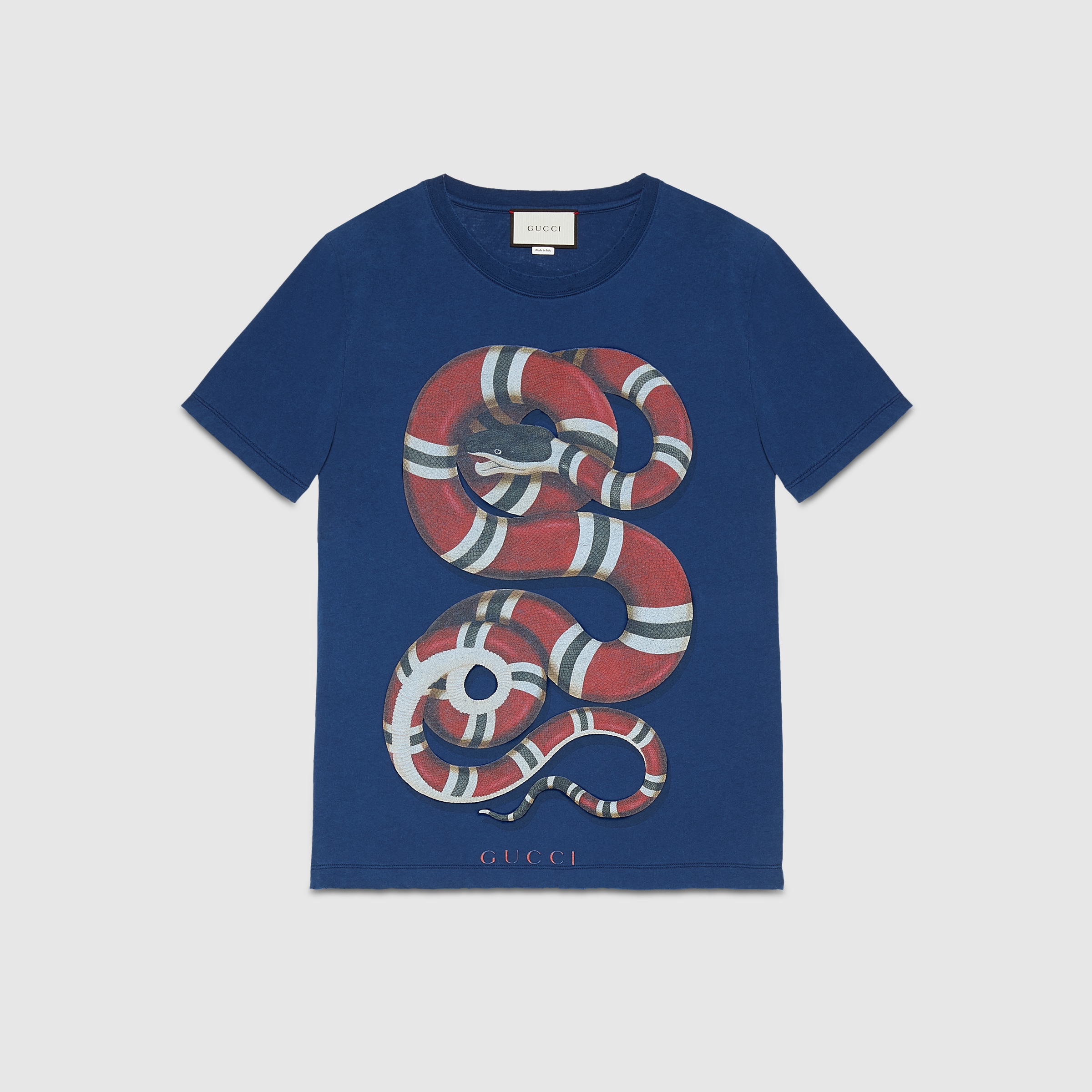 Washed Tshirt with snake print Gucci Men's Tshirts 440103X3E984979
