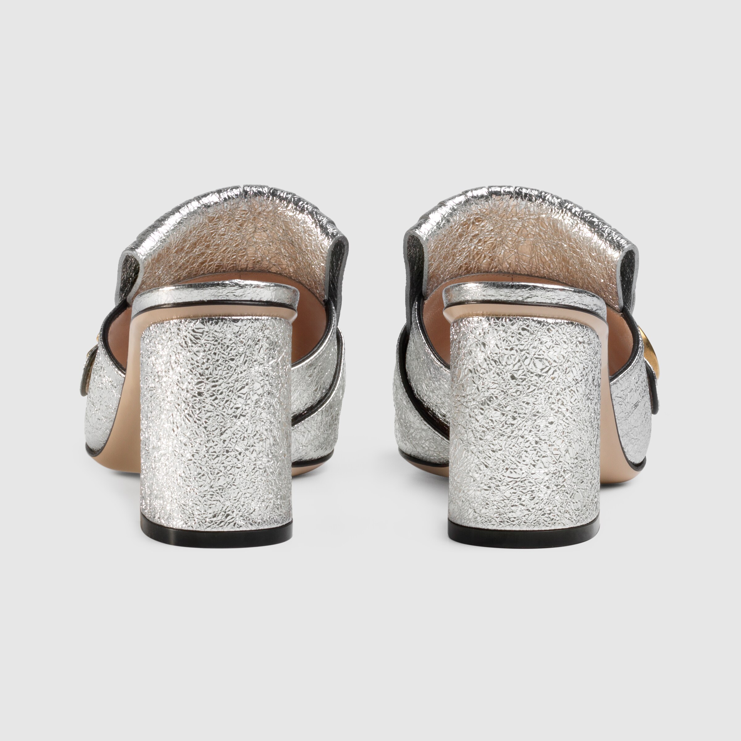 Metallic leather midheel slide Gucci Women's Slippers & Mules
