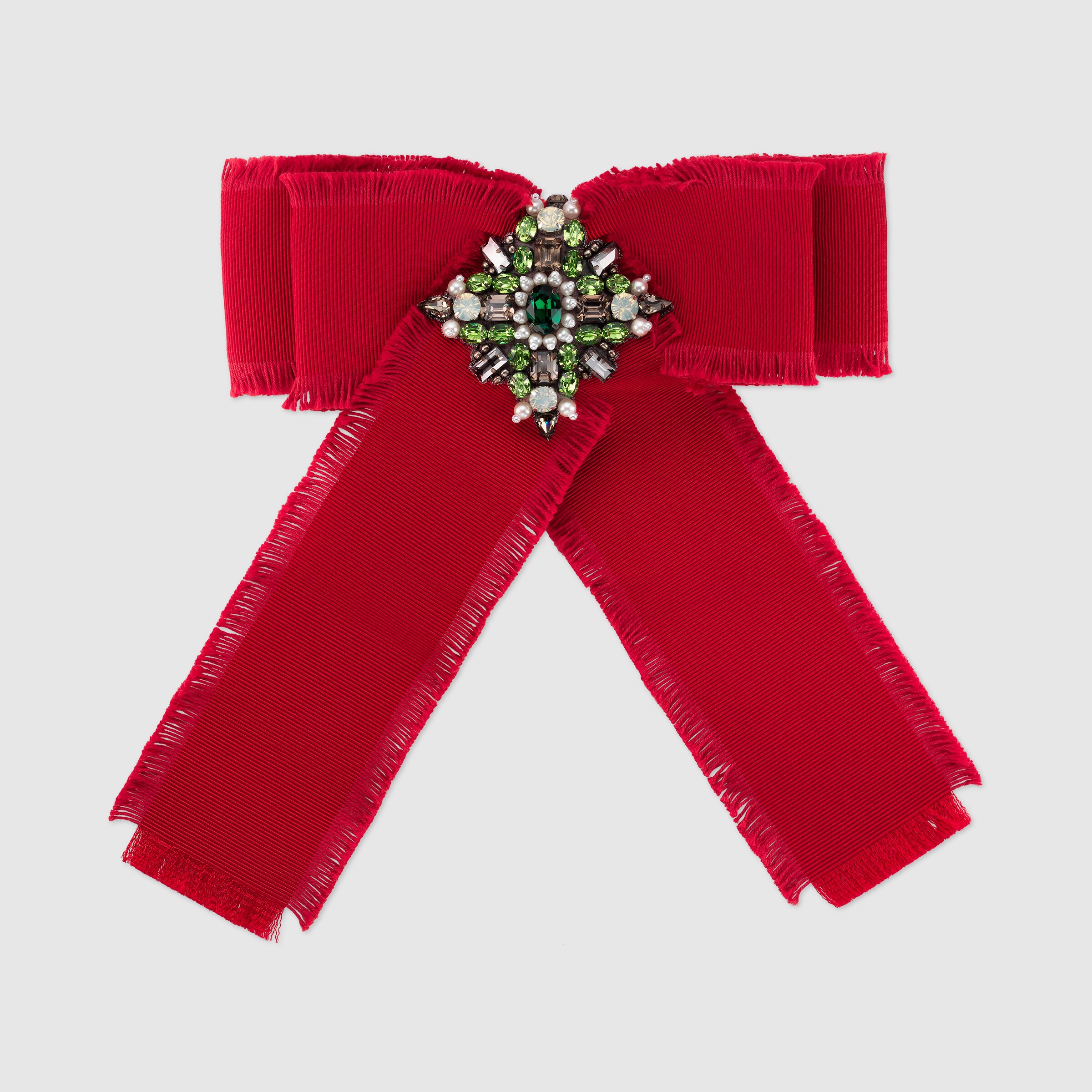 Grosgrain bow brooch in Red cotton ribbon Gucci Fashion Jewelry For Women
