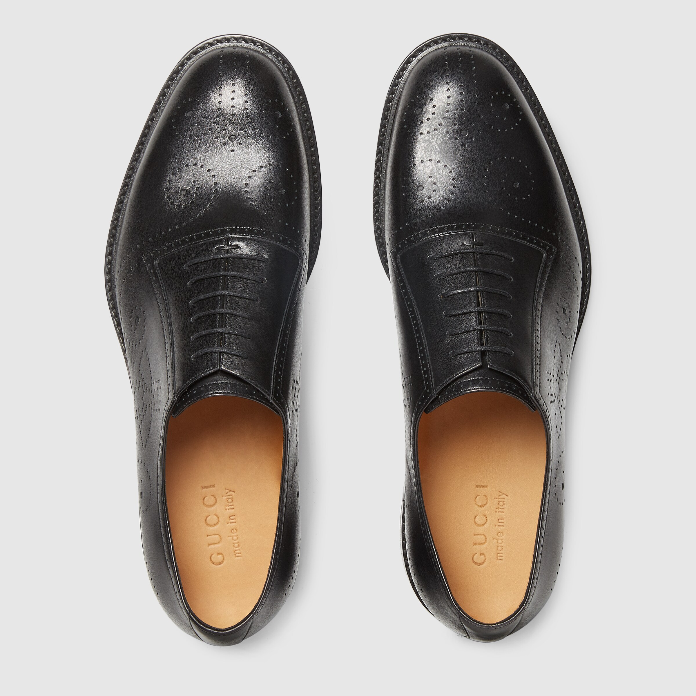Leather bee brogue laceup Gucci Men�s Laceups