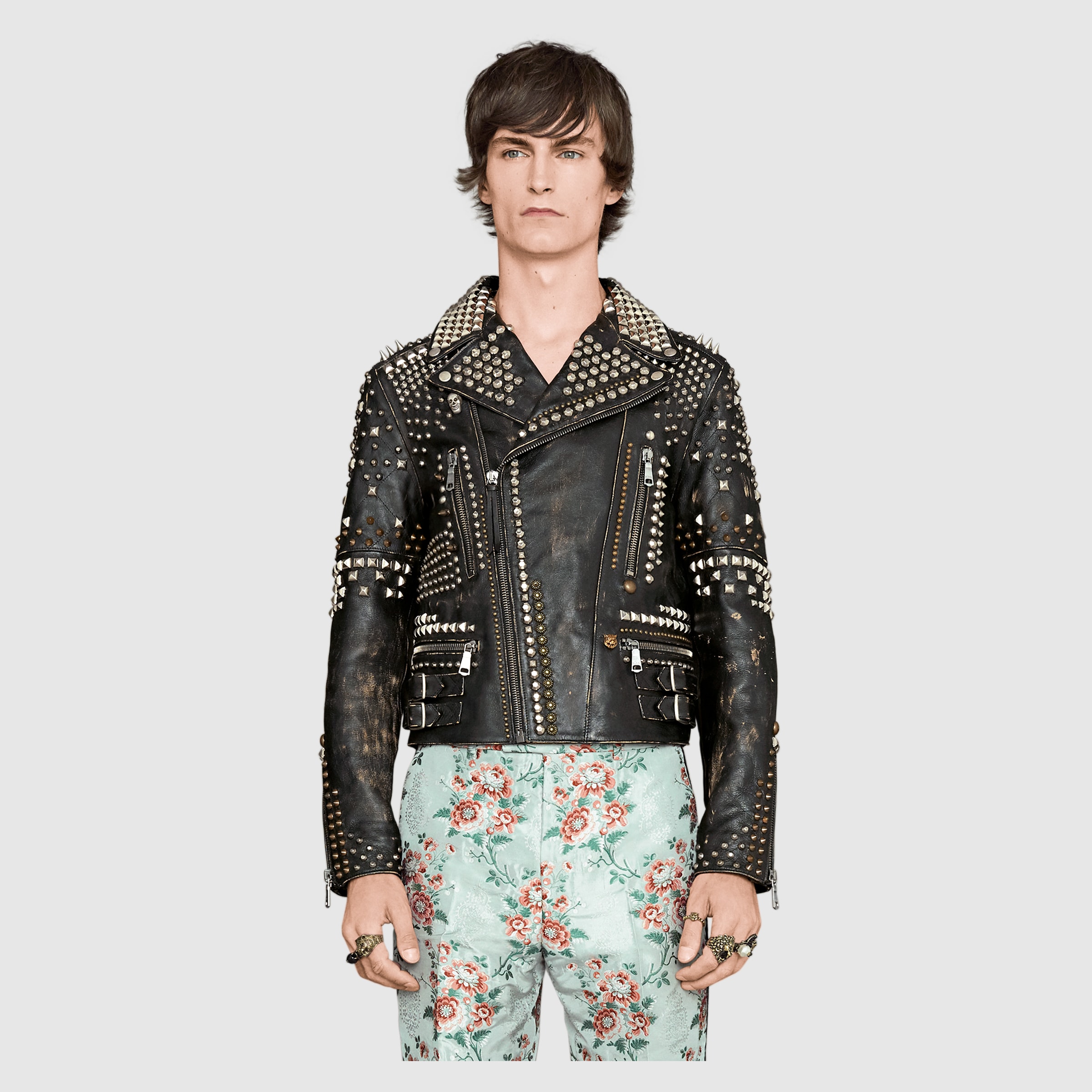 Studded Leather Biker Jacket Gucci Men S Ers Move Down Studded Leather Biker Jacket
