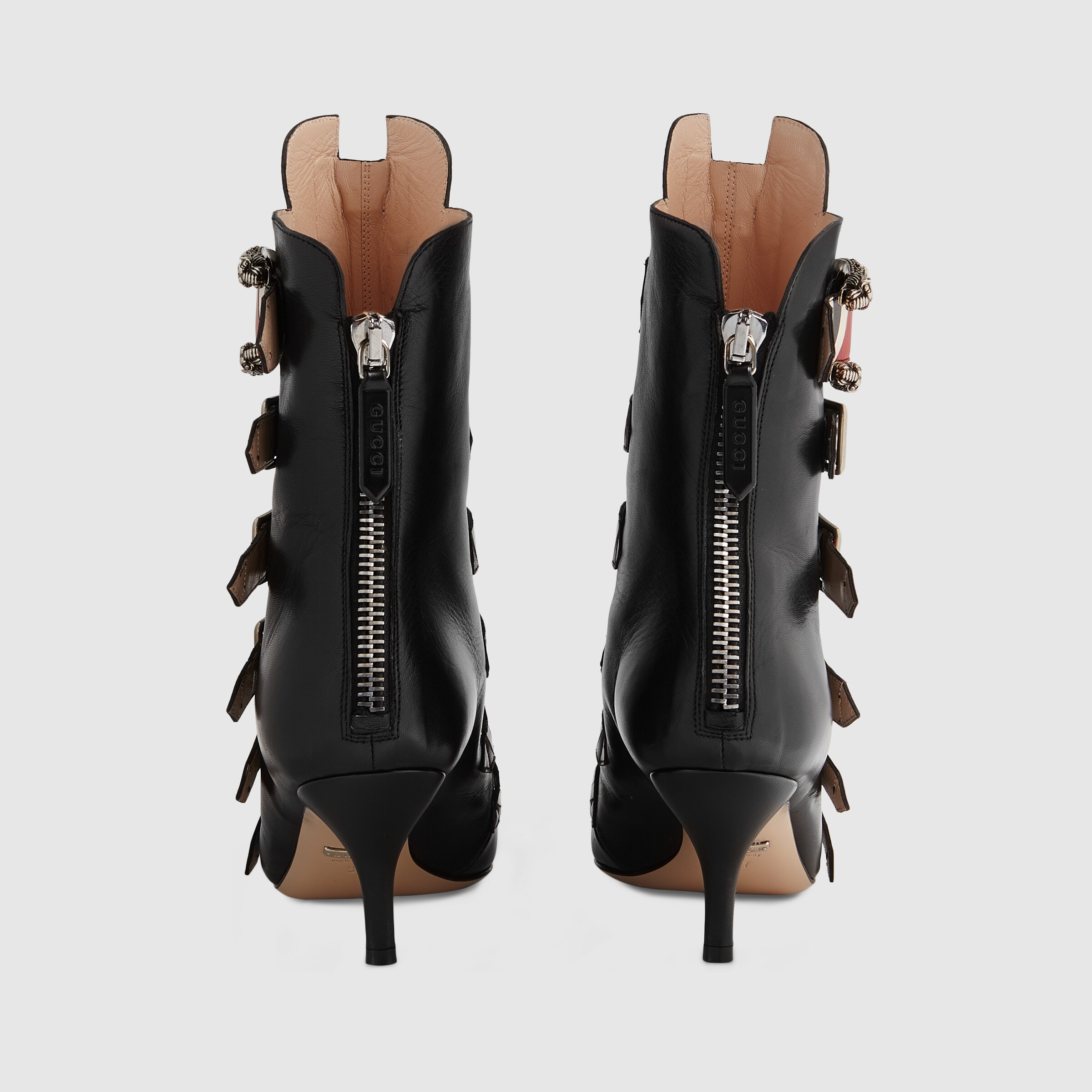 gucci leather boots with buckle