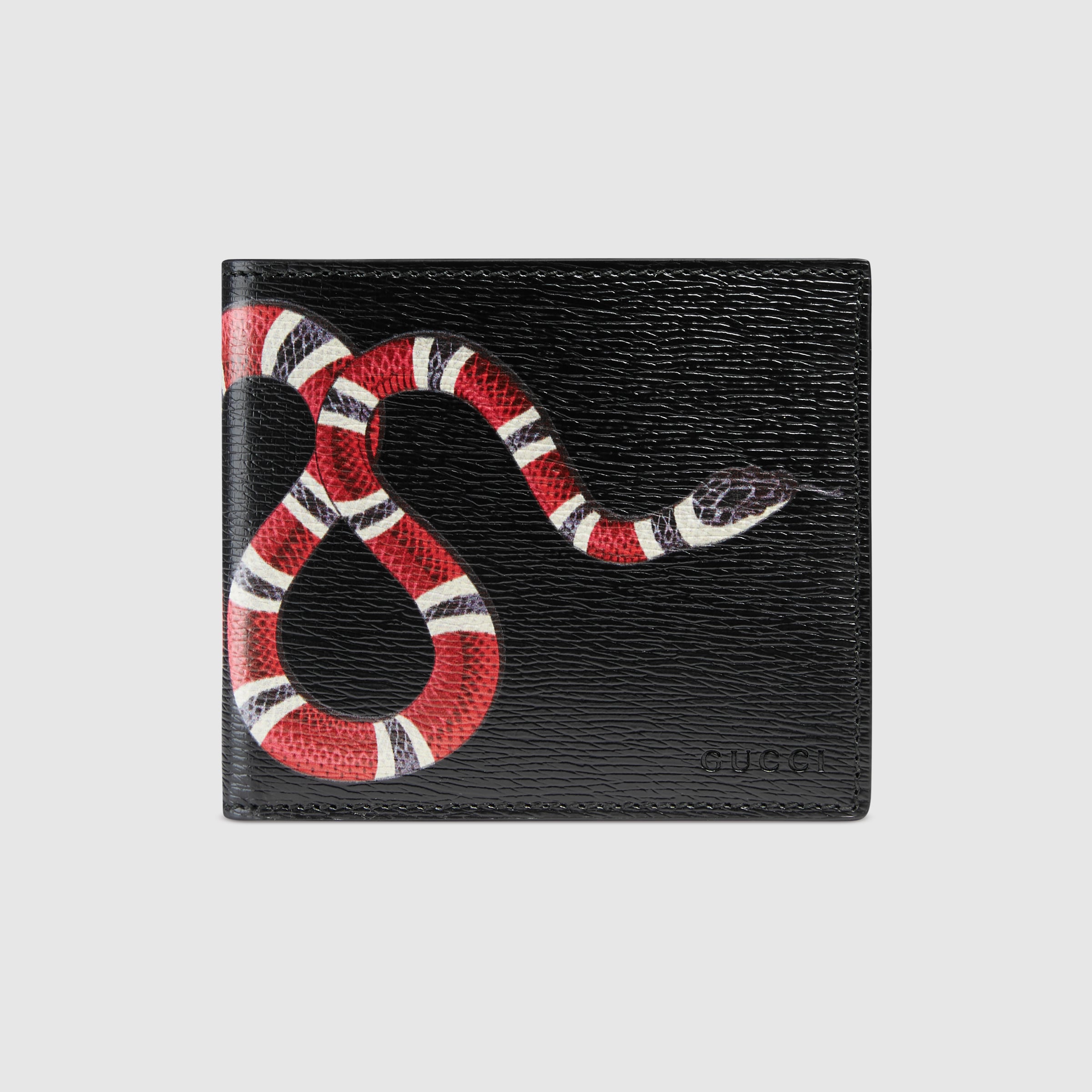 Kingsnake print leather wallet Gucci Men's Billfold Wallets