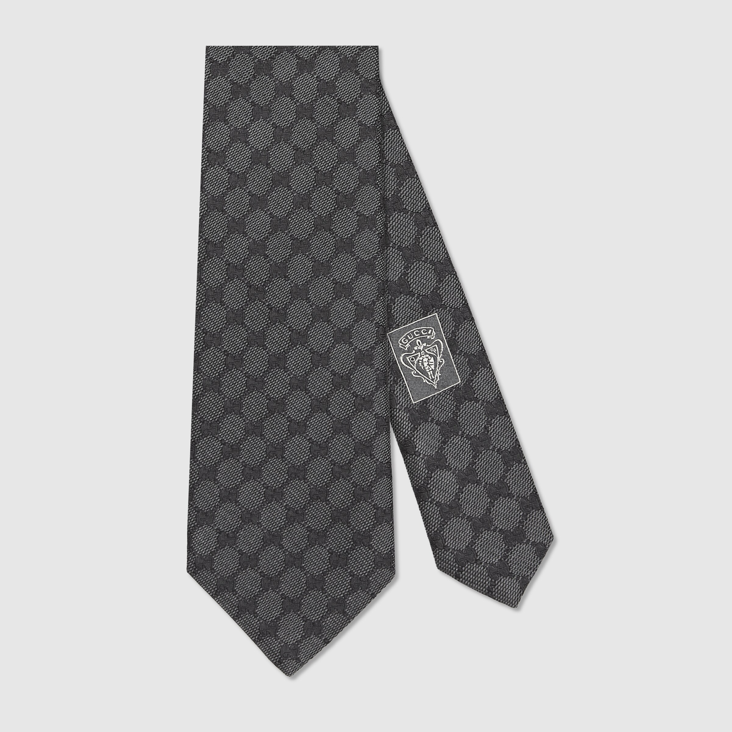 GG pattern silk tie in Grey GG pattern silk tie Gucci Men's Ties