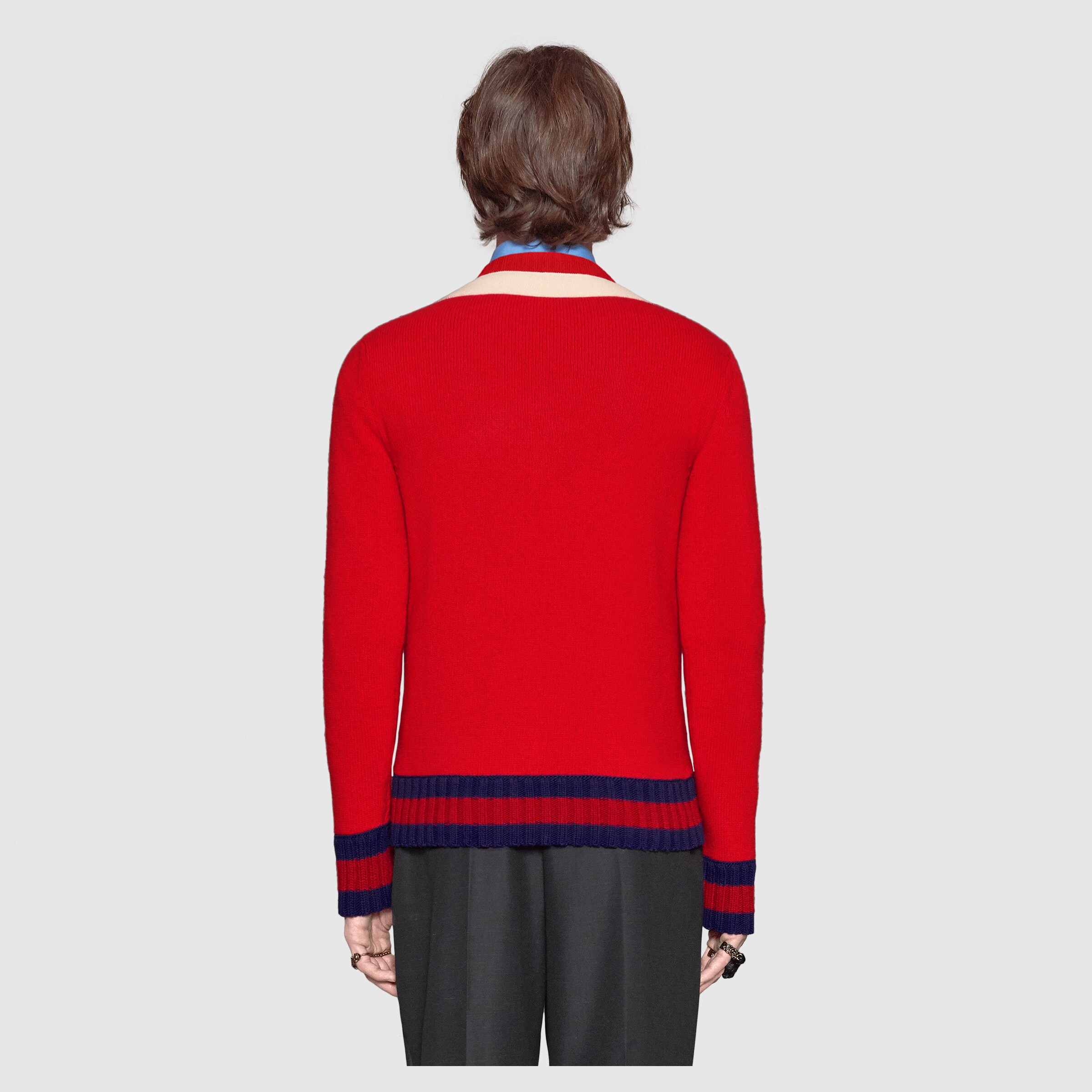 Wool sweater with panther intarsia Gucci Men's Sweaters & Cardigans