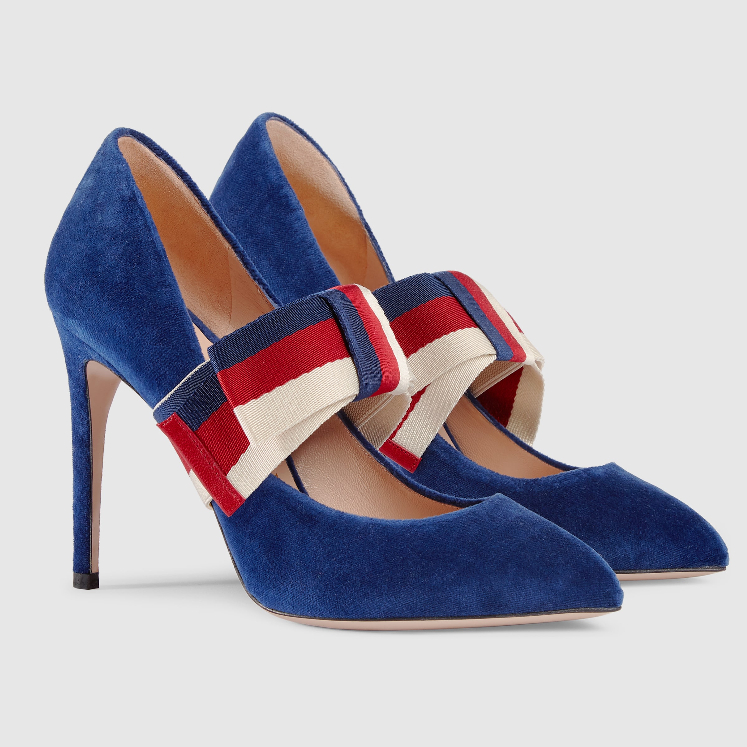 Velvet pump with removable Sylvie bow - Gucci Women's Pumps 474467K4D004511