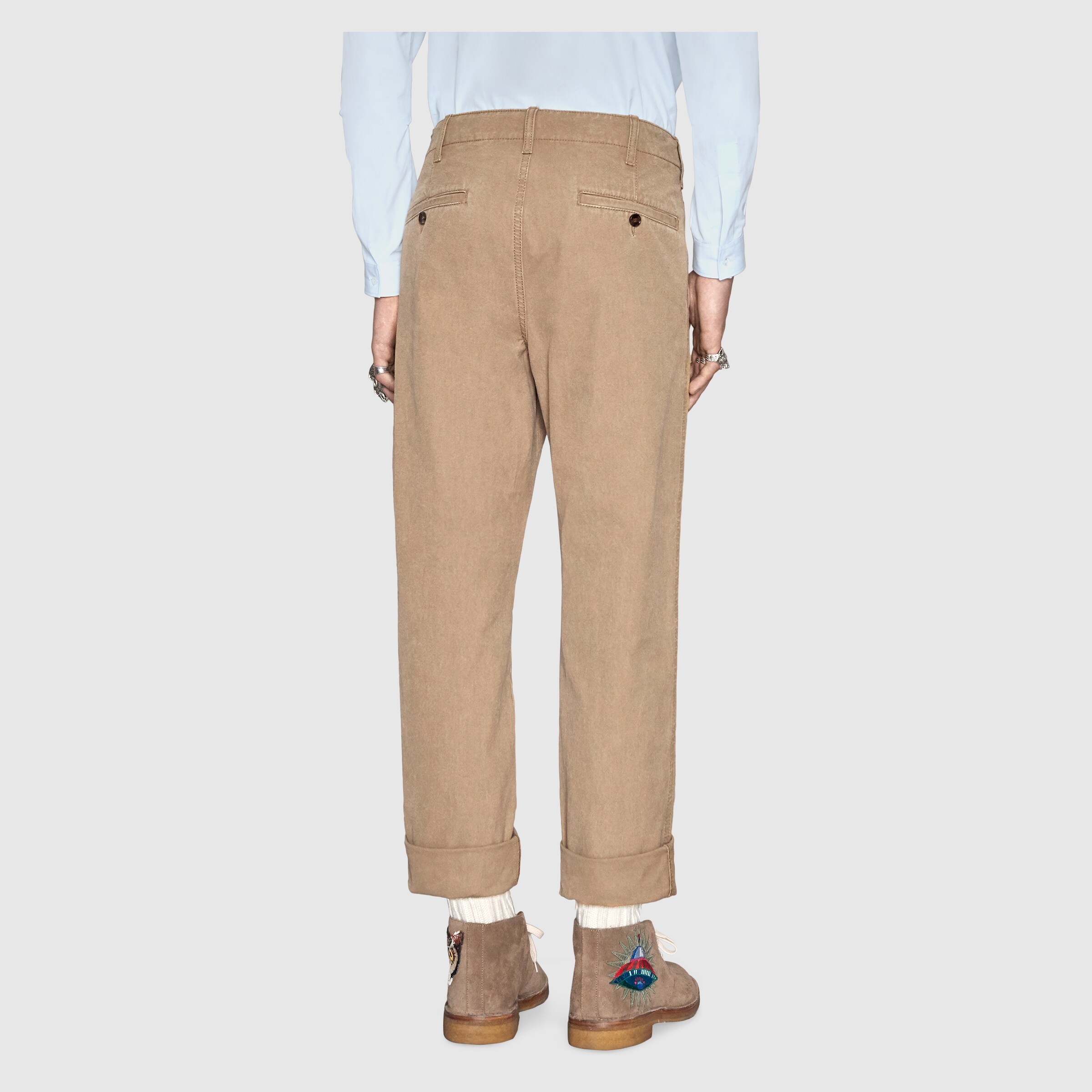 Cotton pant with fish appliqué Gucci Men's Denim 475265XR6999820