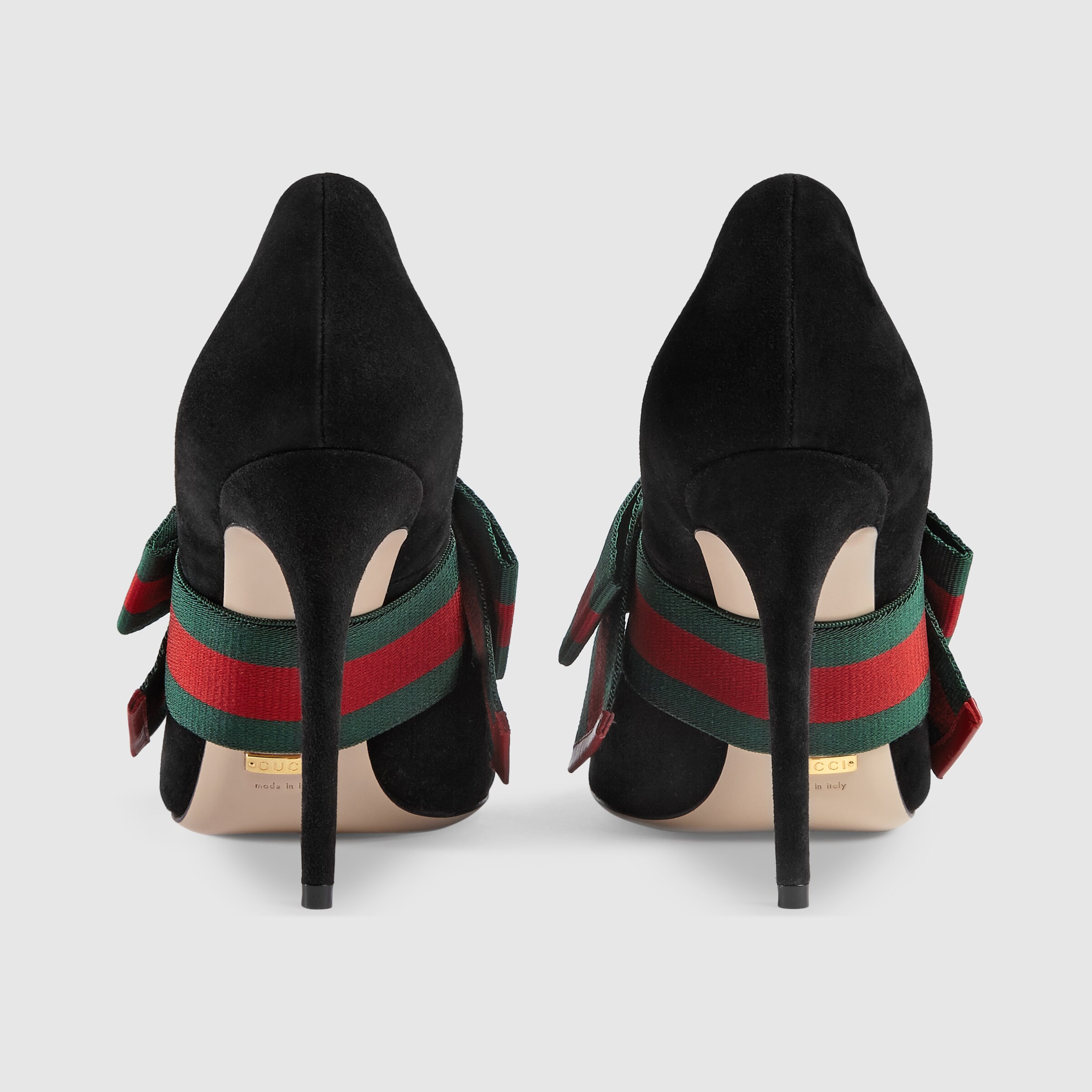 Suede pump with removable  bow GUCCI®