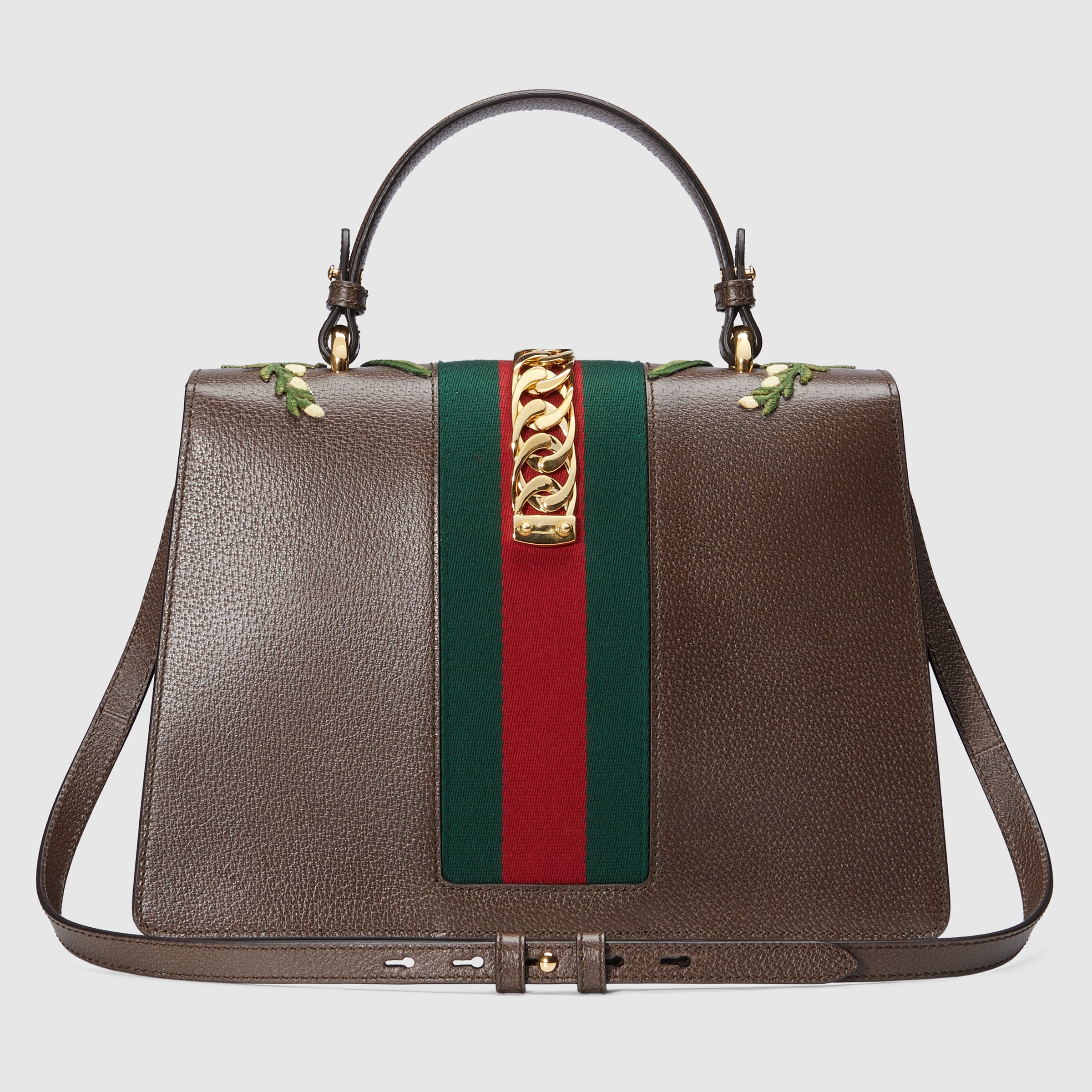 Sylvie embroidered leather top handle bag Gucci Women's Top Handles