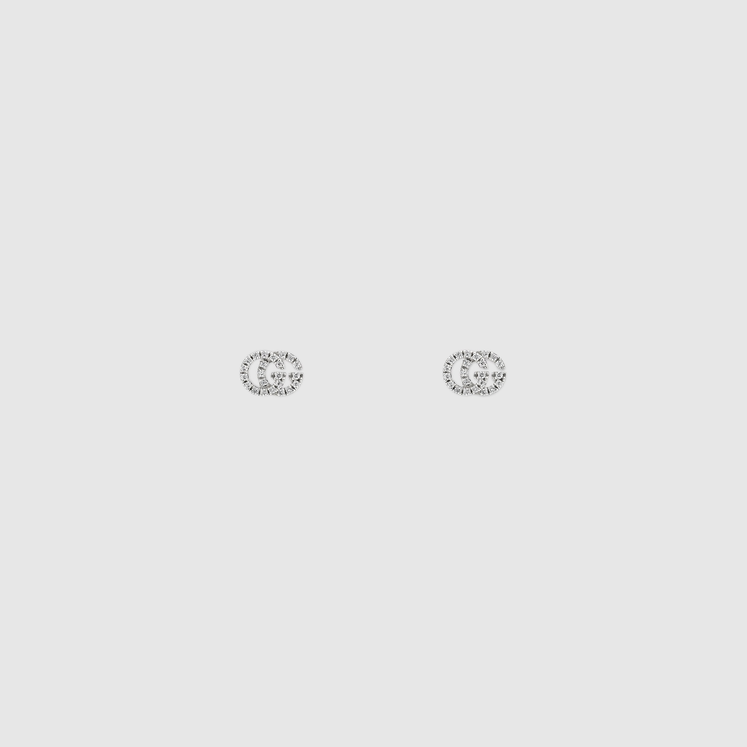 GG Running studs with diamonds in 18k white gold | GUCCI® US