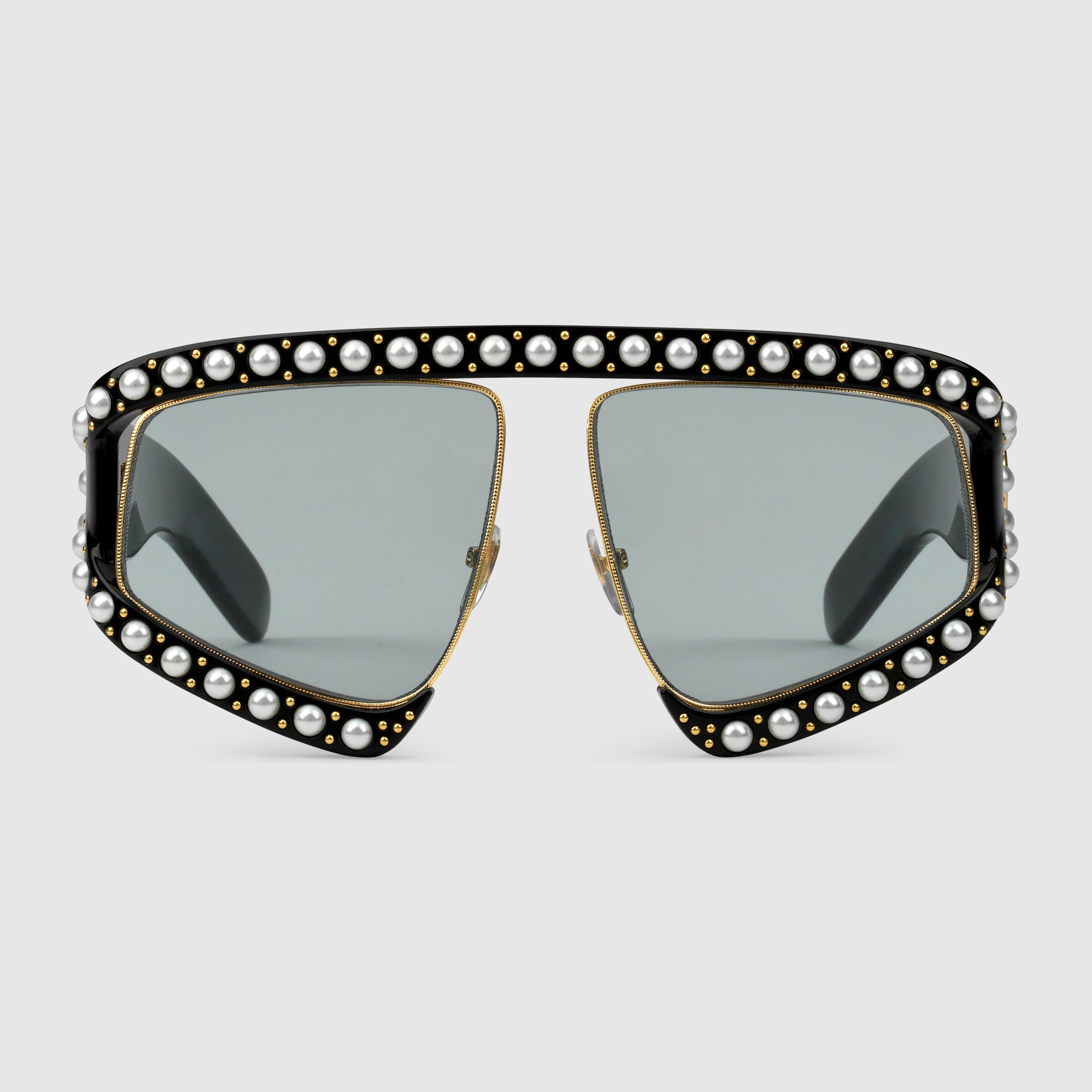 Rectangularframe acetate sunglasses with pearls Gucci Women's