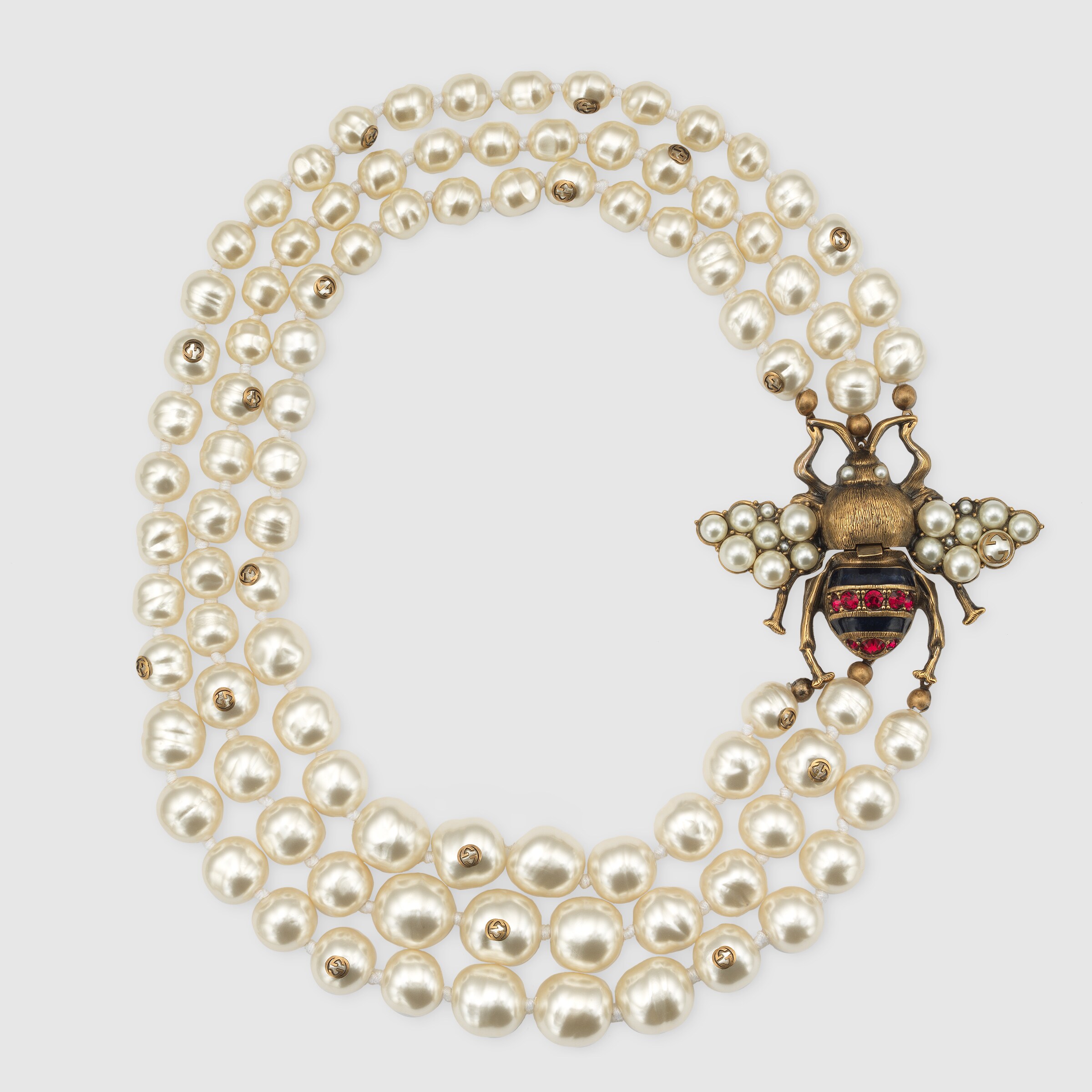 Glass pearl necklace with bee - Gucci Fashion Jewelry For Women ...