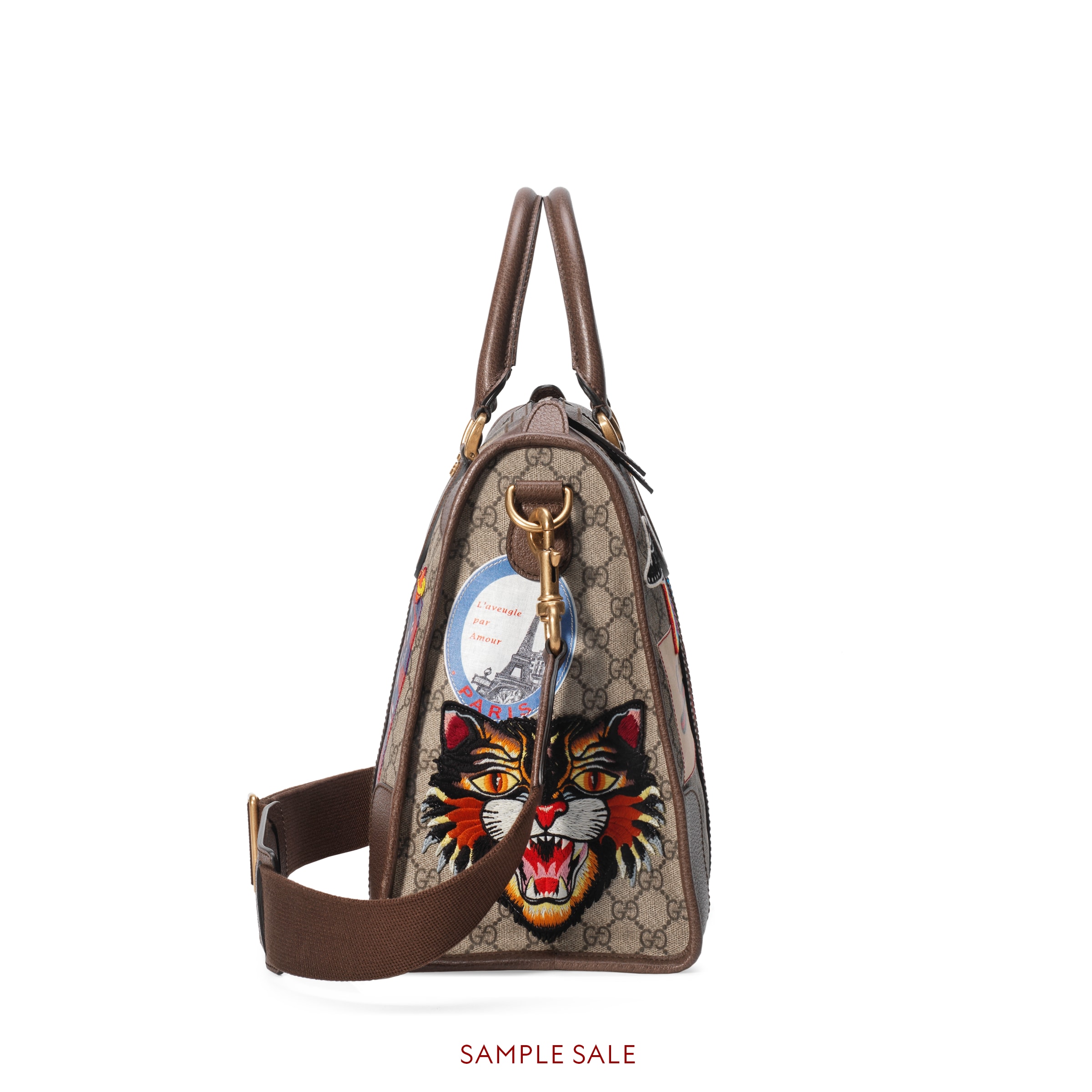 gucci courrier系列的柔软gg supreme高级人造帆布行李包