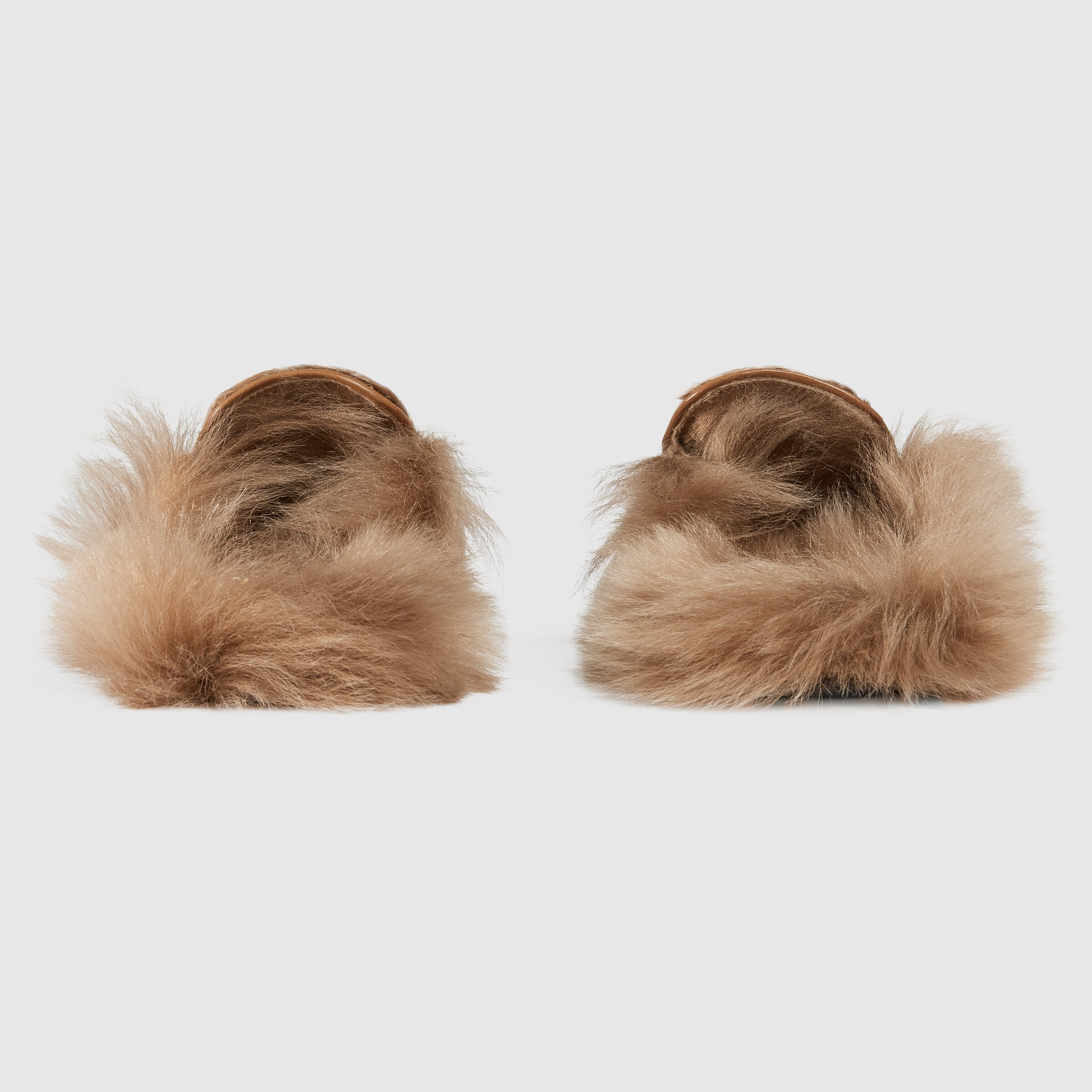gucci women's princetown leather & lamb fur mules