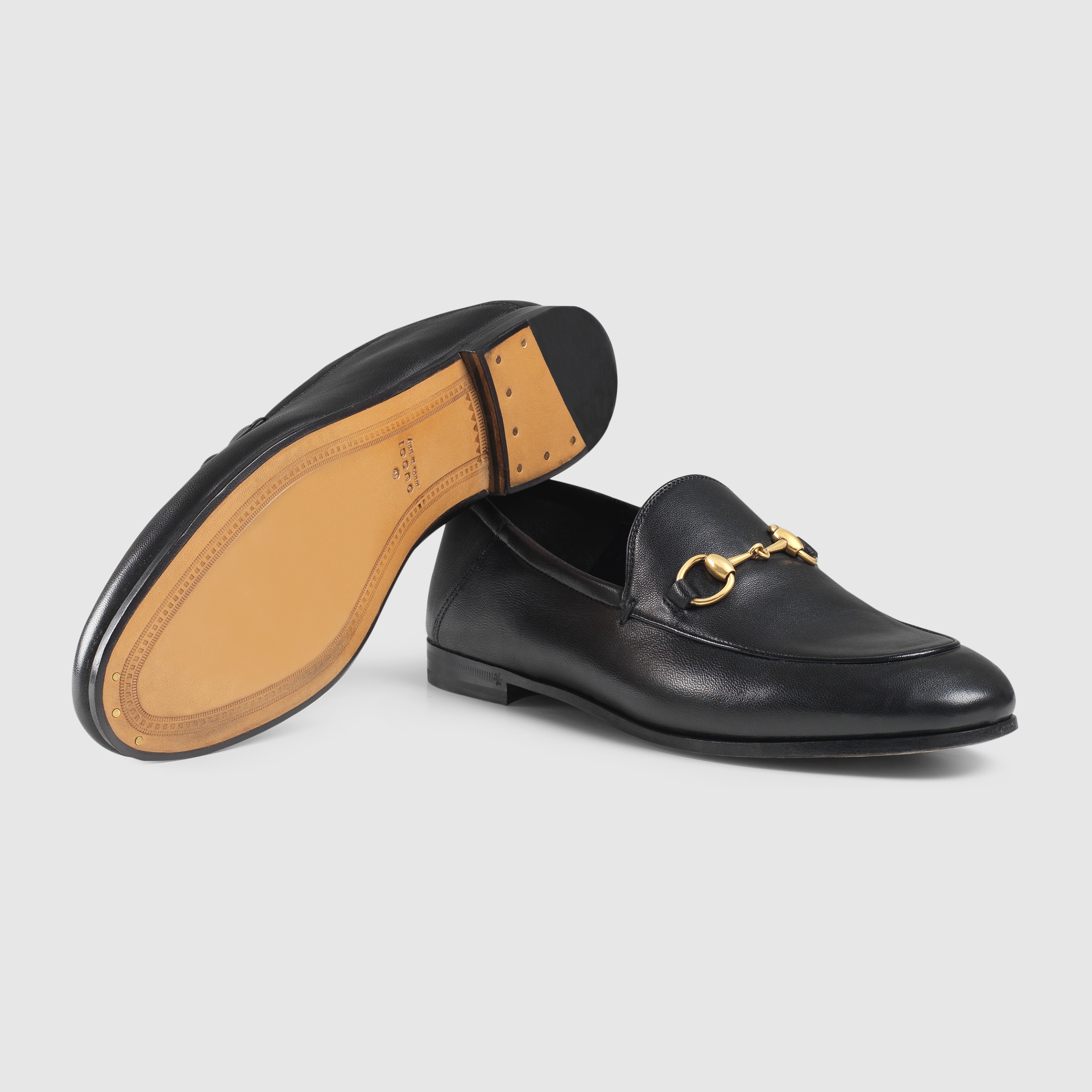 Black Leather Foldable Slim Horsebit Loafer | GUCCI® DK