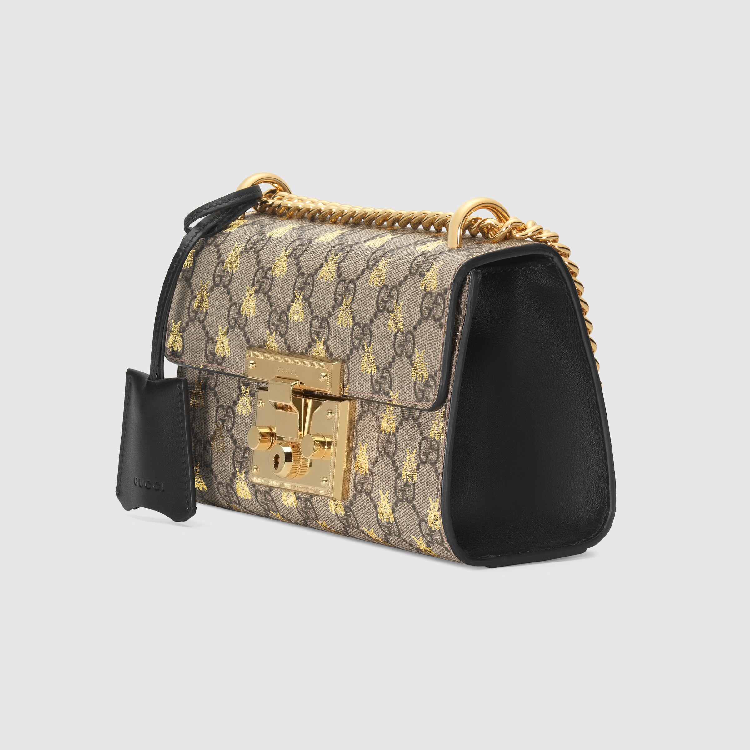 gucci padlock small gg bees shoulder bag