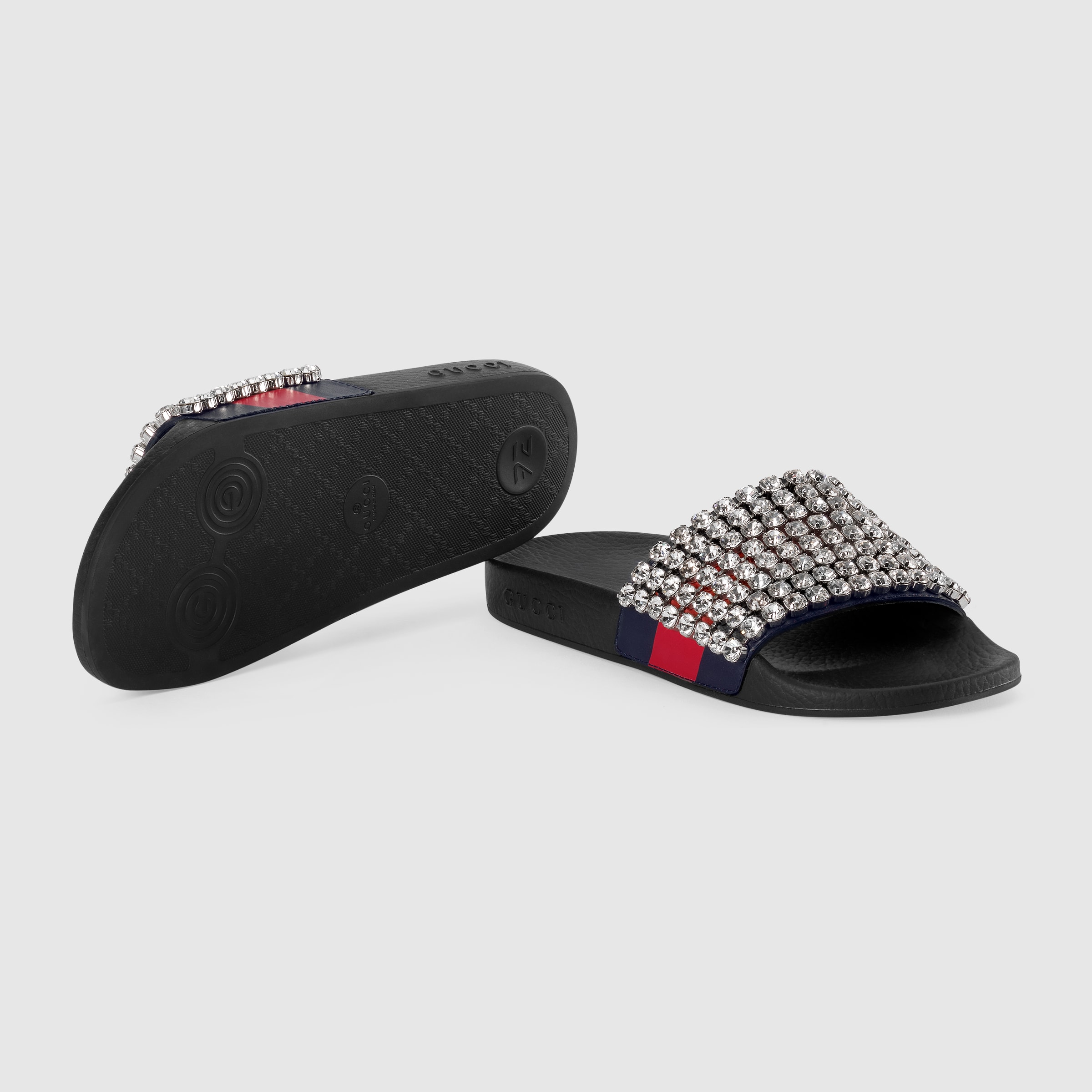 Web slide with crystals - Gucci Women's Shoes 5053300GZ208462