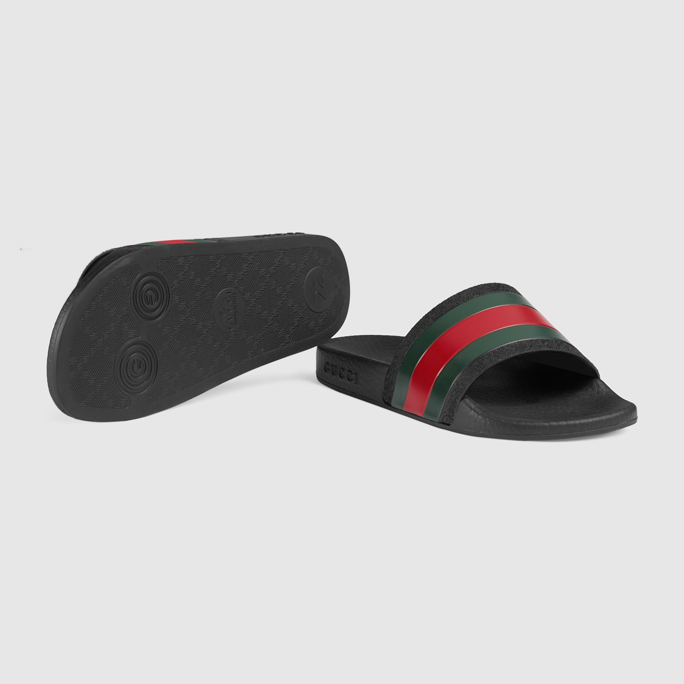 Black Rubber Children's Slides With Web | GUCCI® Australia