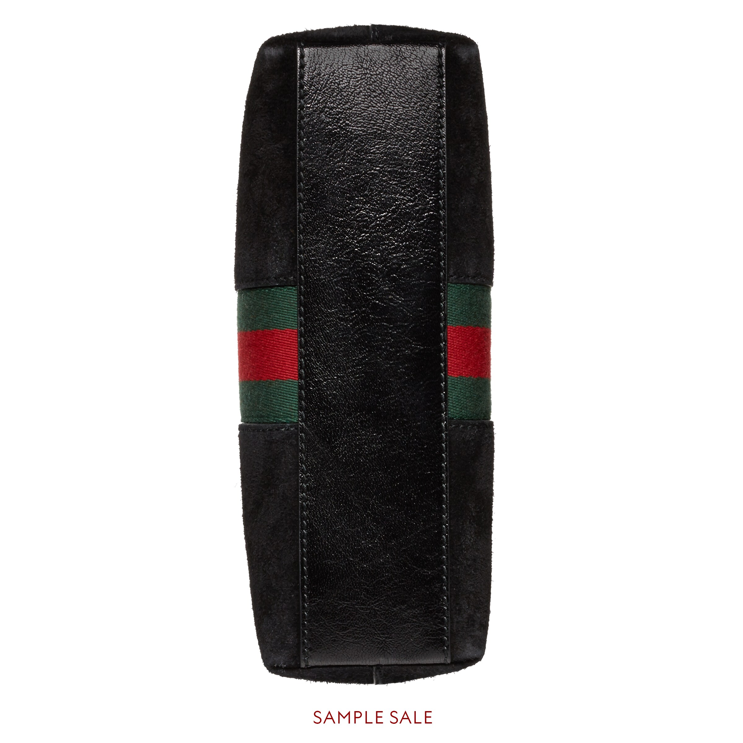 Black Suede Ophidia Small Shoulder Bag With Green & Red  Zipper