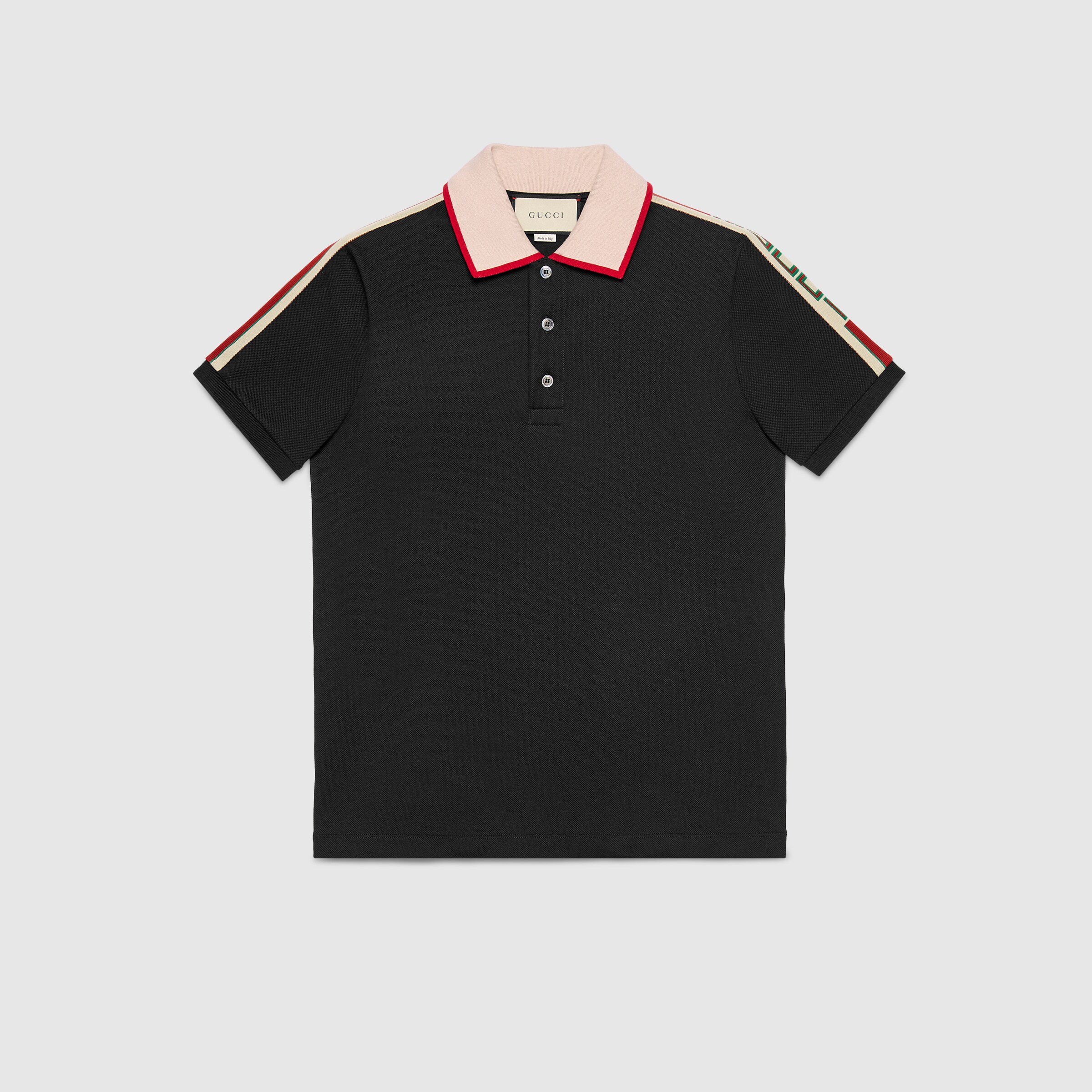 Poloshirt aus Baumwolle mit Gucci Streifen in schwarze Stretch