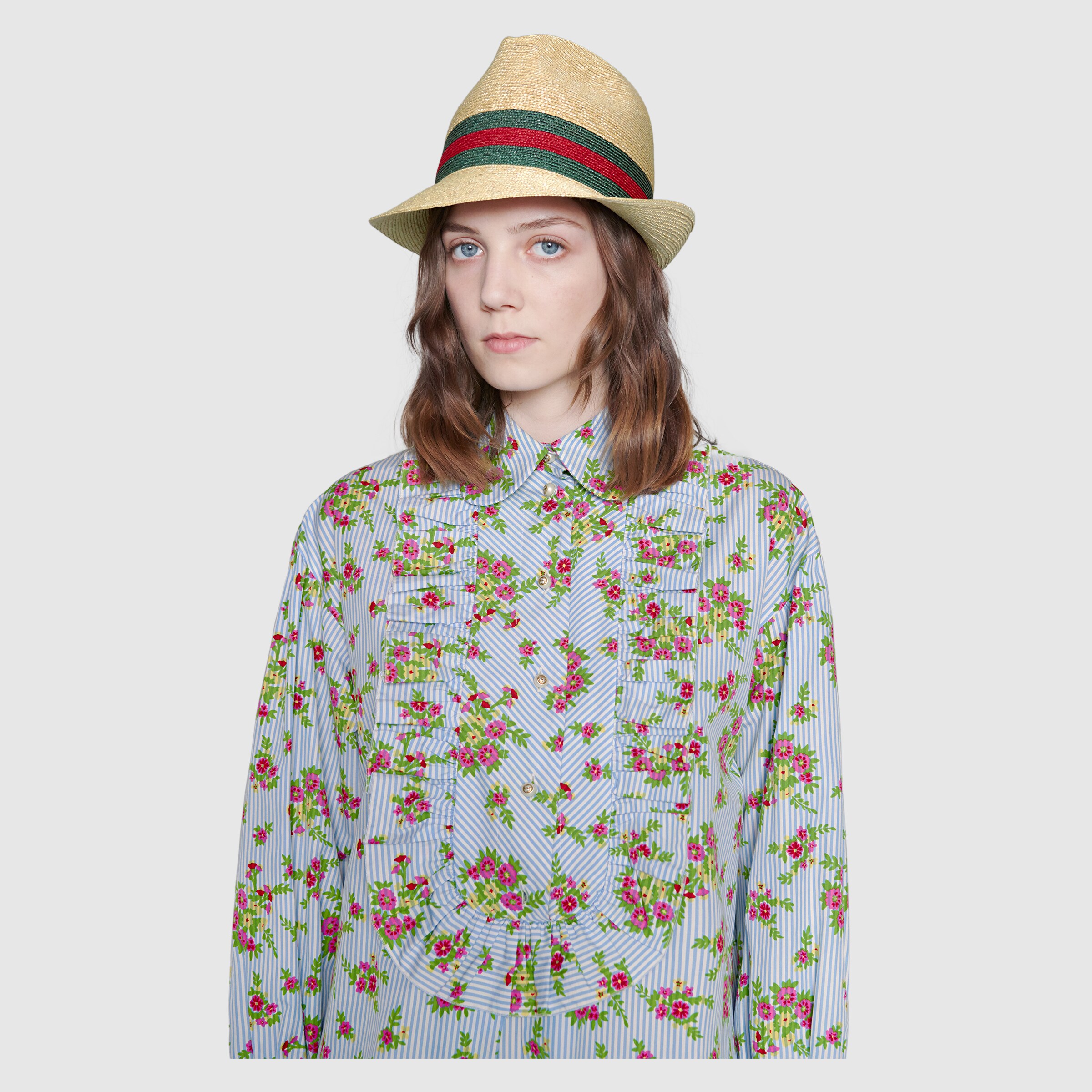 Beige Woven Straw Fedora GUCCI® BE