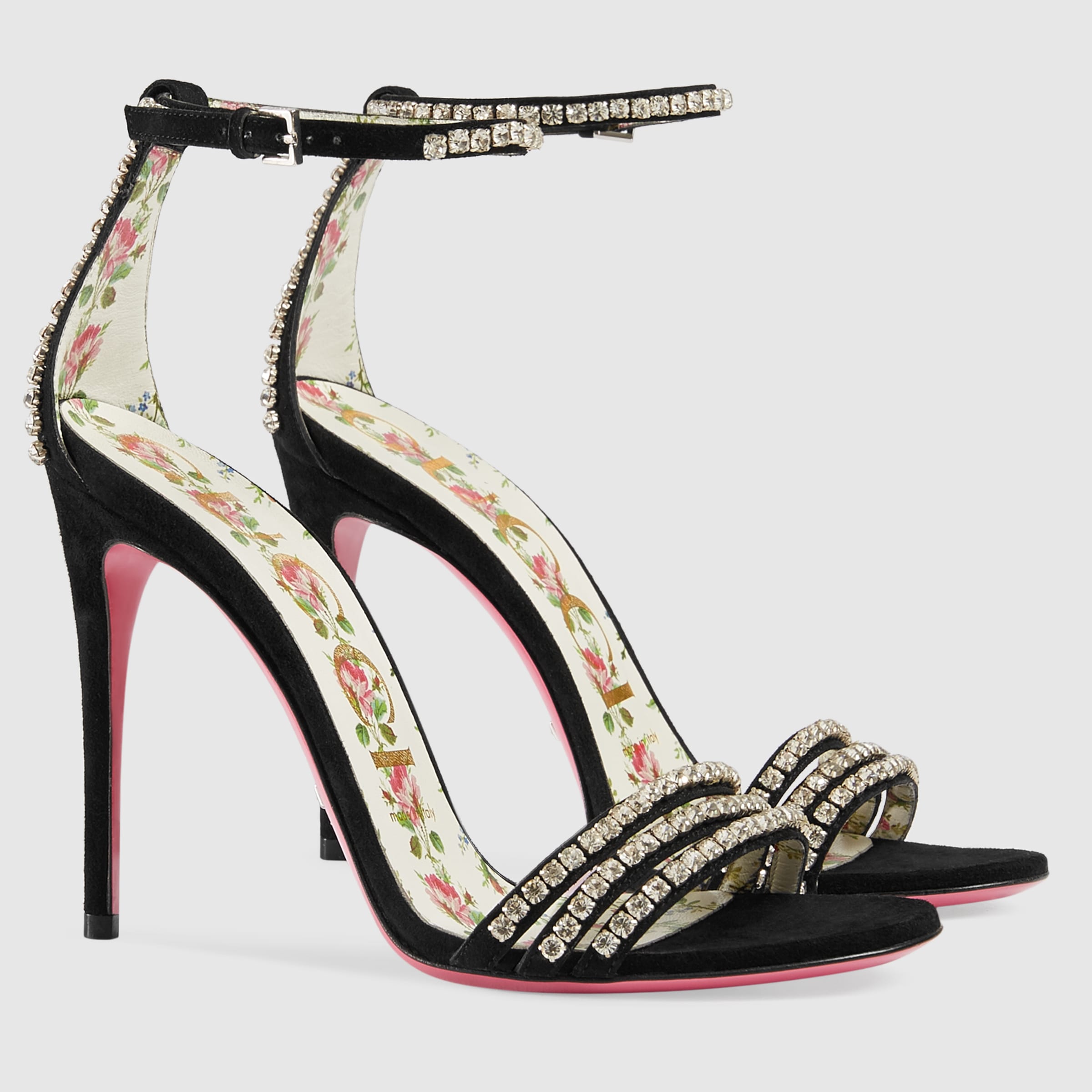 gucci black suede isle heeled sandals