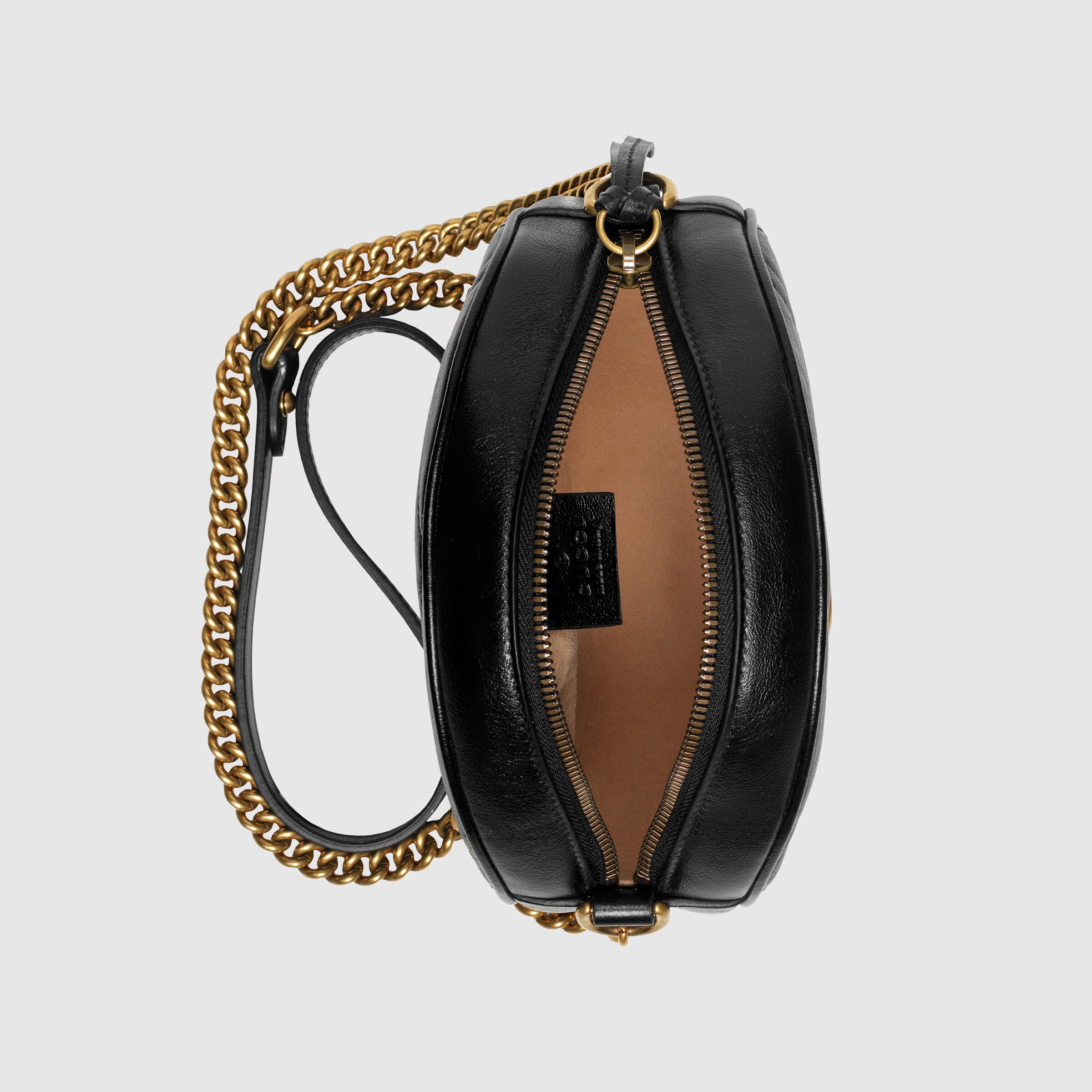 Black Leather GG Marmont Mini Round Shoulder Bag | GUCCI® US