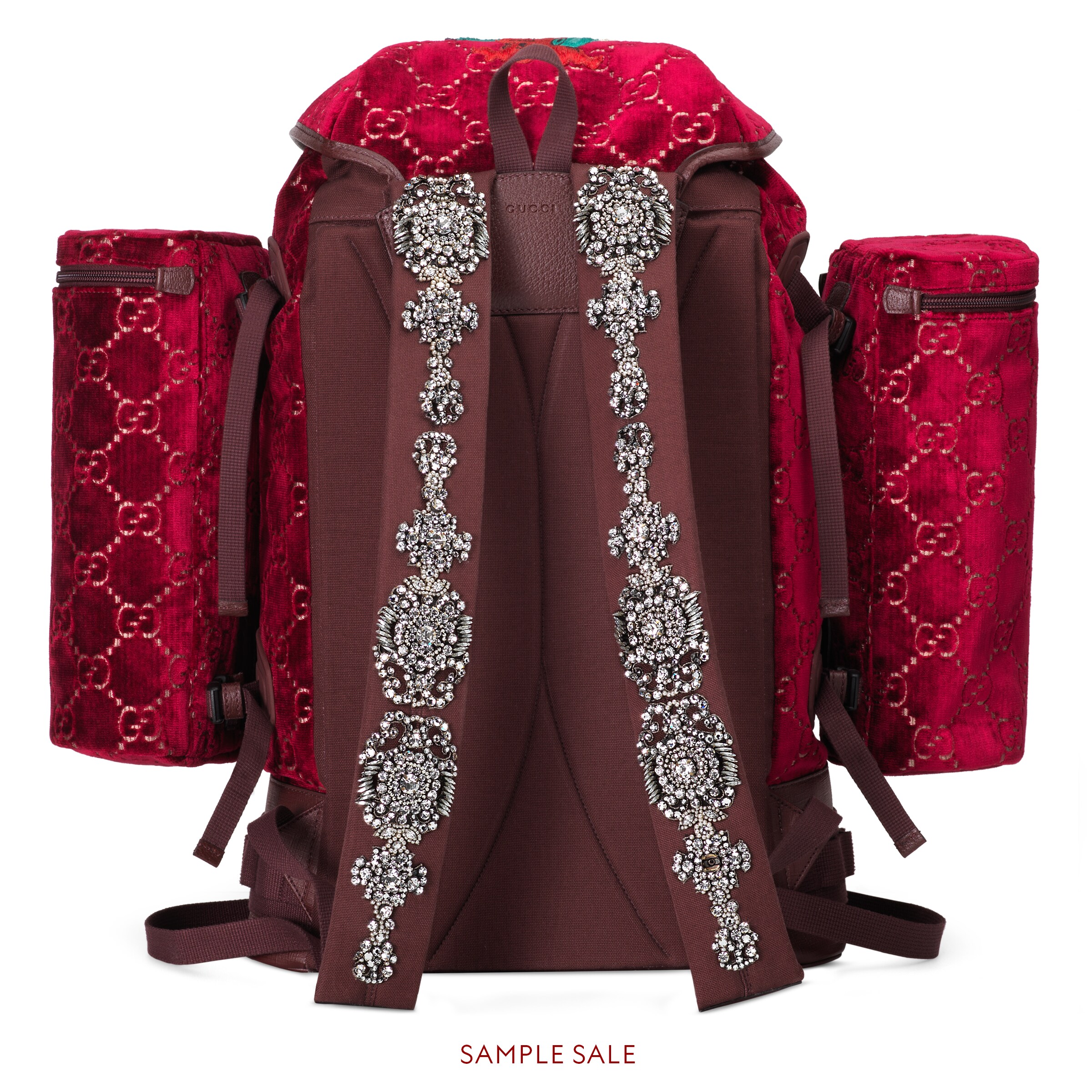 Red Velvet Large GG velvet backpack GUCCI® US