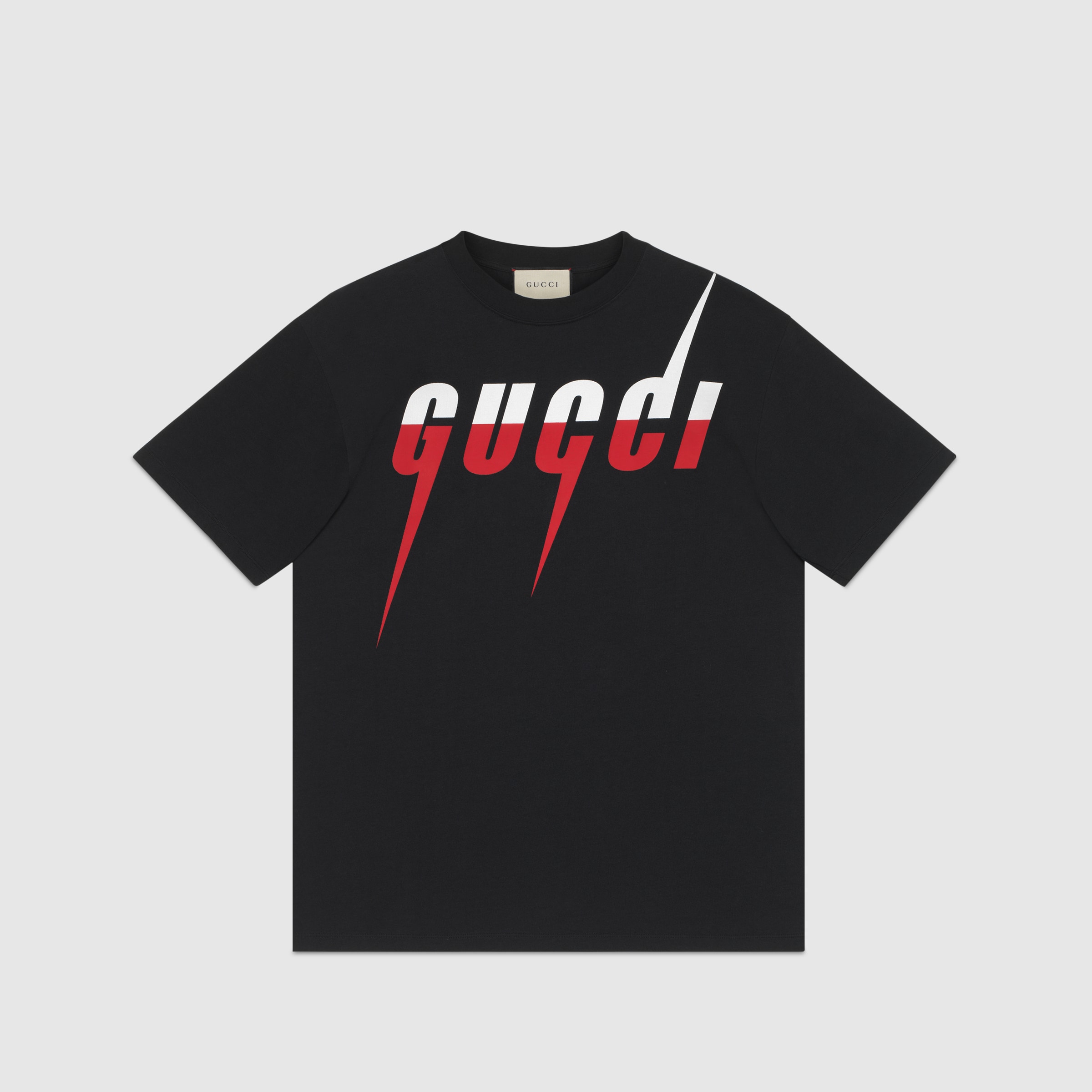 Black Cotton T Shirt With Gucci Blade Print Gucci® Us 3848