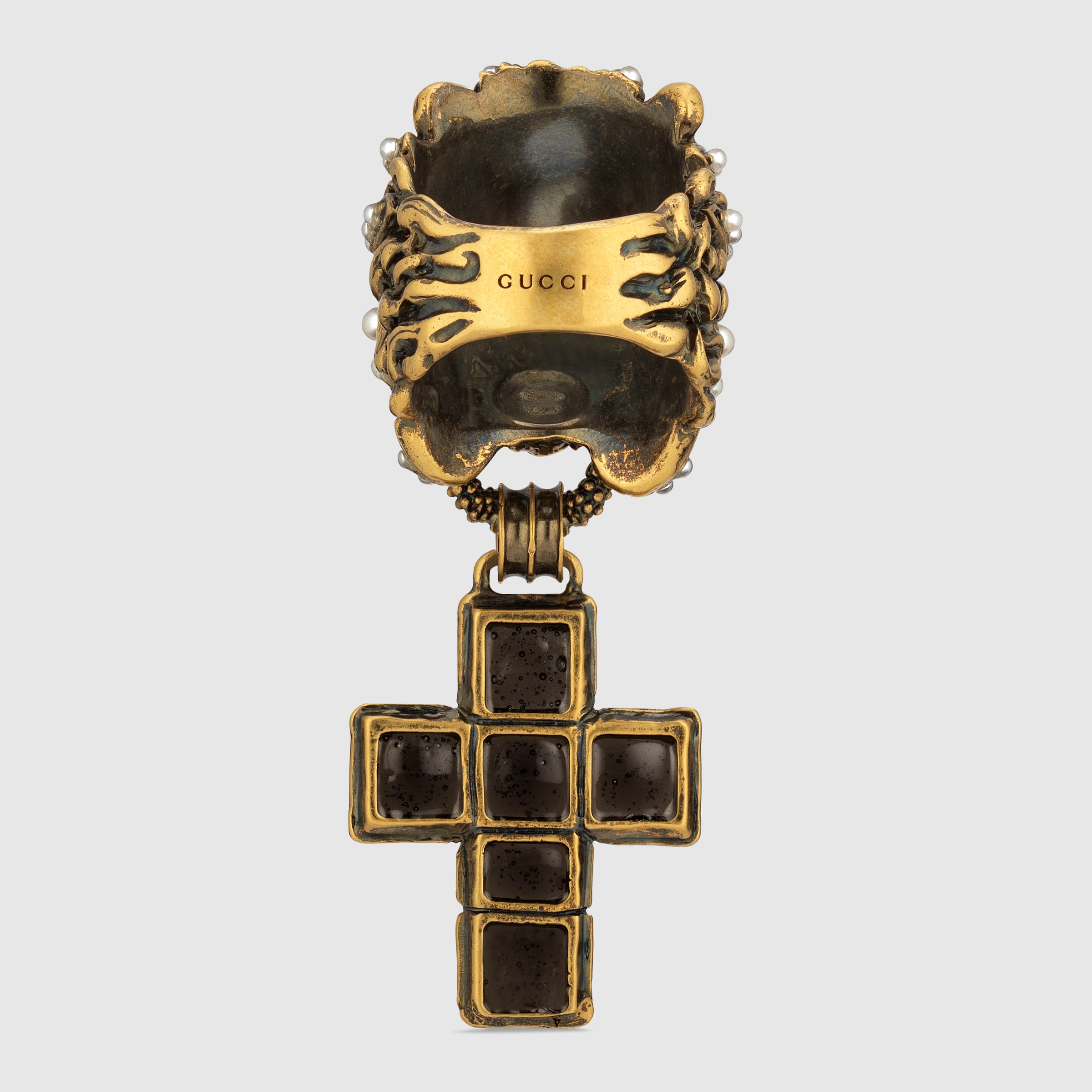 gucci black lion ring