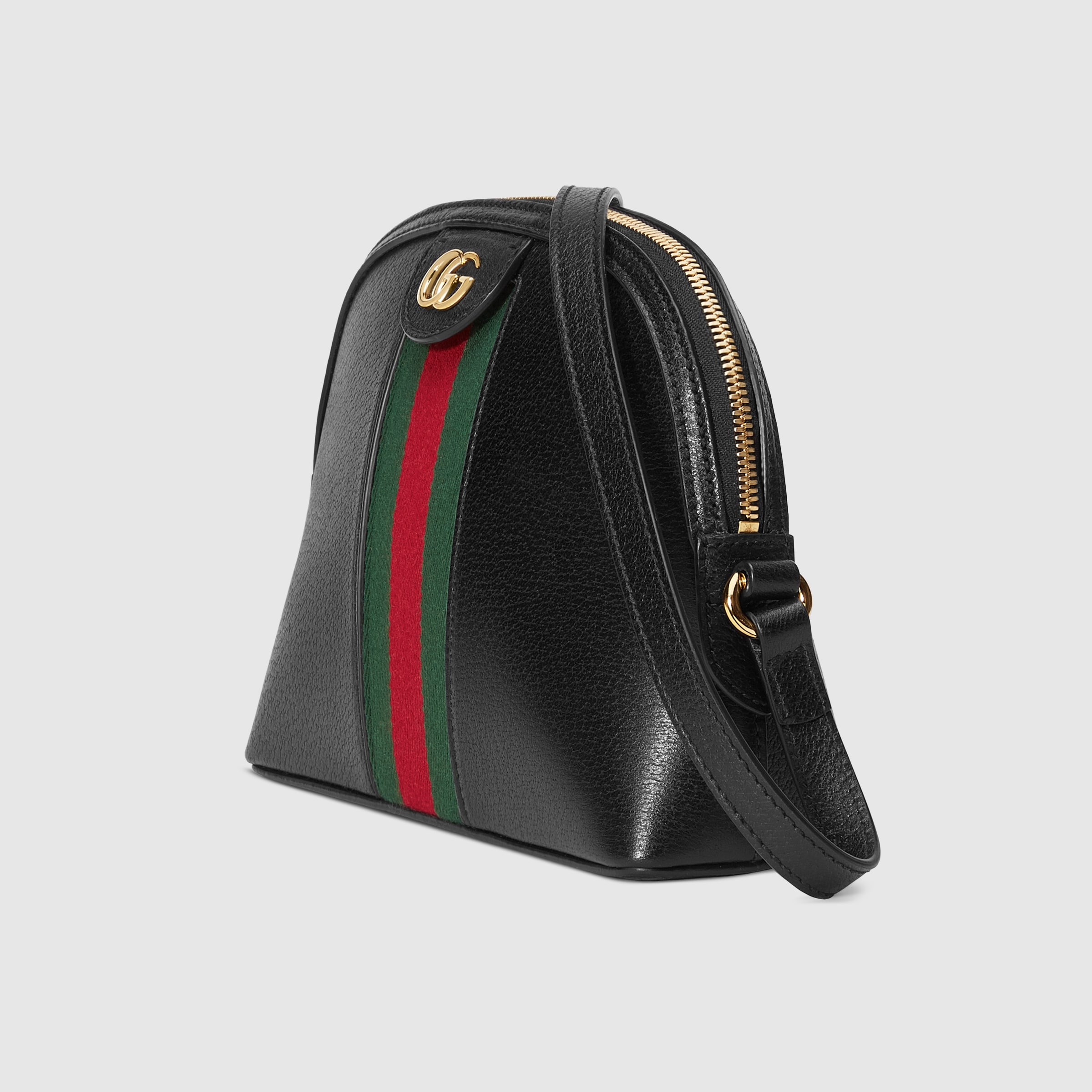 Black Leather Ophidia Small Shoulder Bag Zipper Closure GUCCI® US