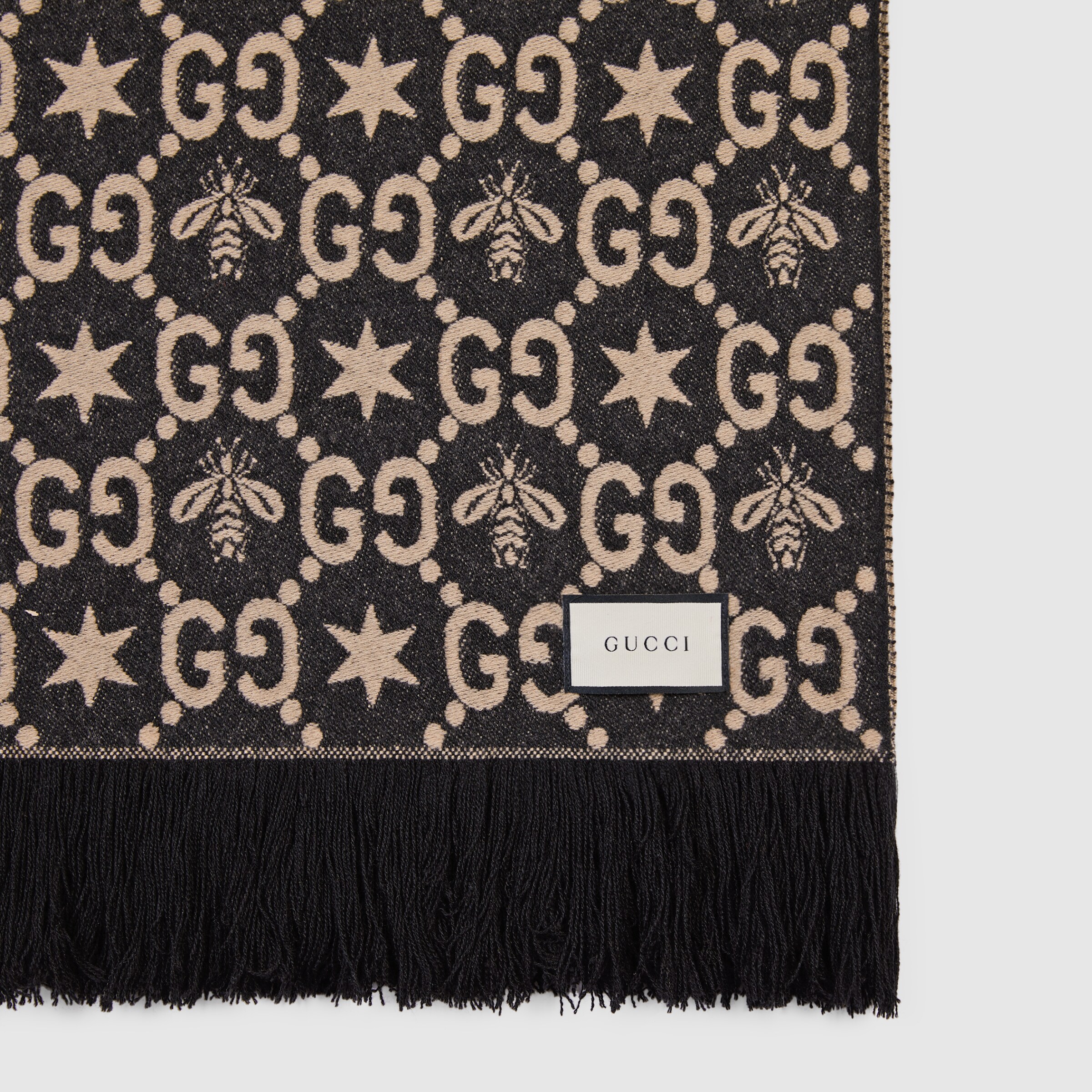 Black Wool GG Pattern Throw Blanket GUCCI® US
