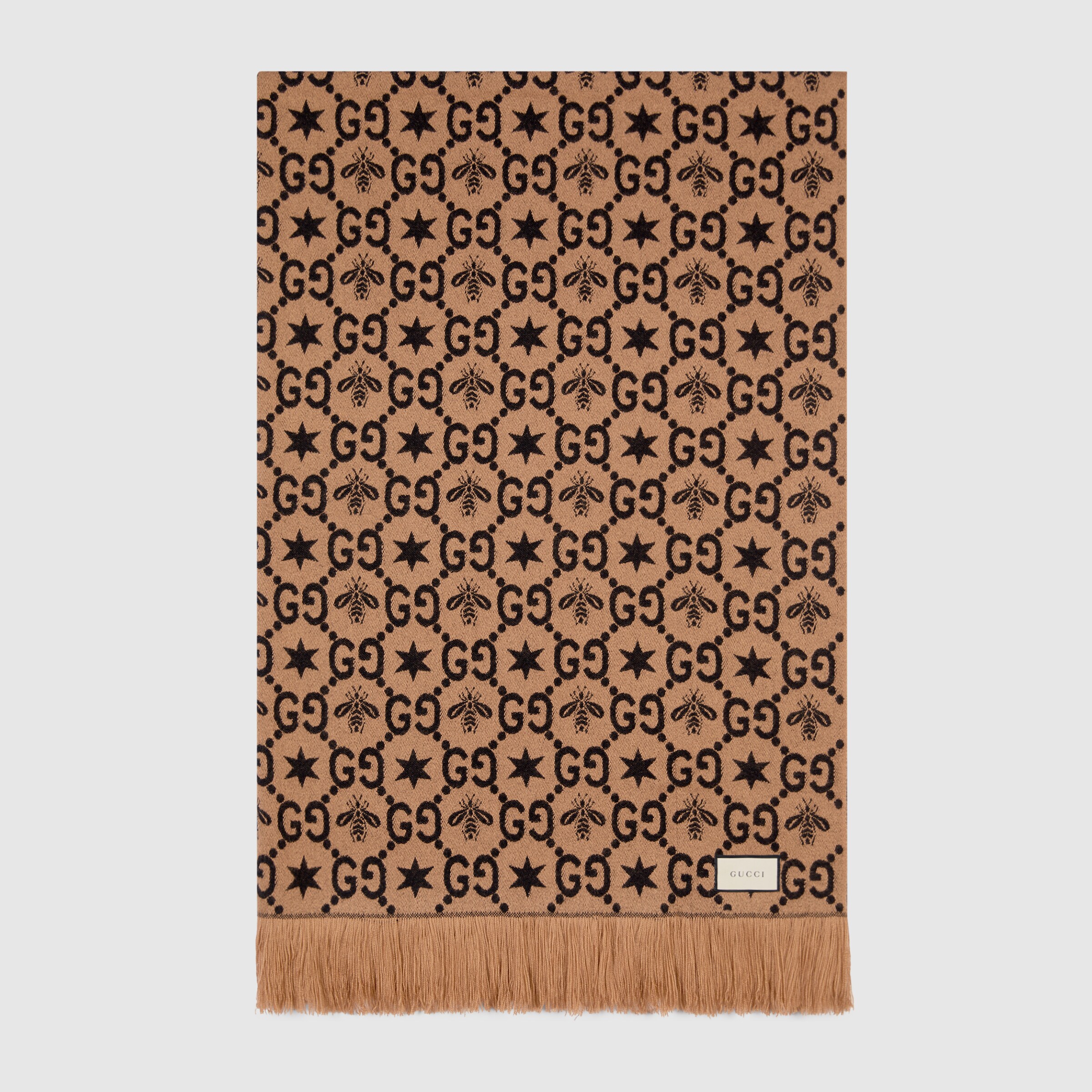 Beige Wool GG Pattern Throw Blanket GUCCI® US
