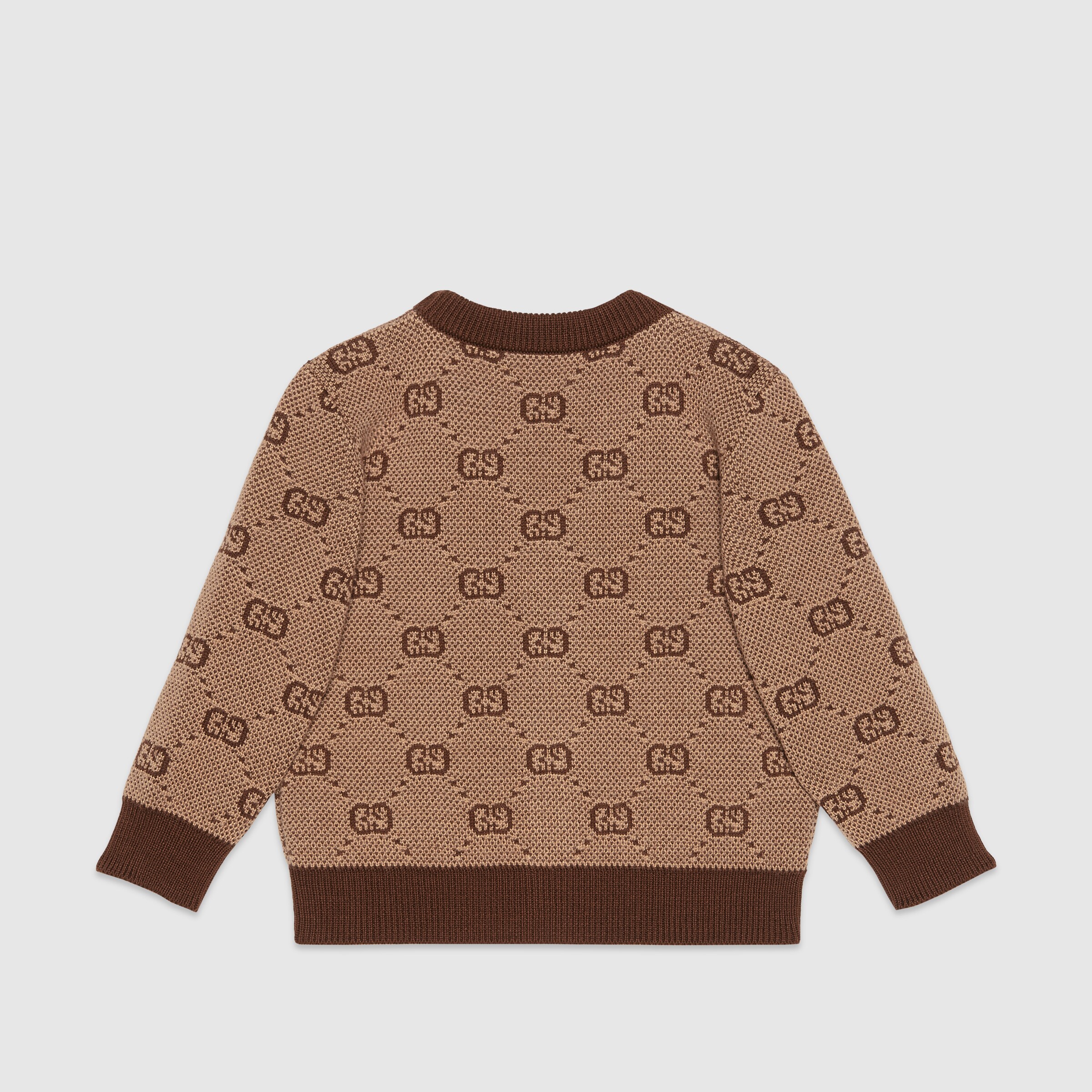 Camel / Brown GG Jacquard Baby Wool Cardigan GUCCI® US