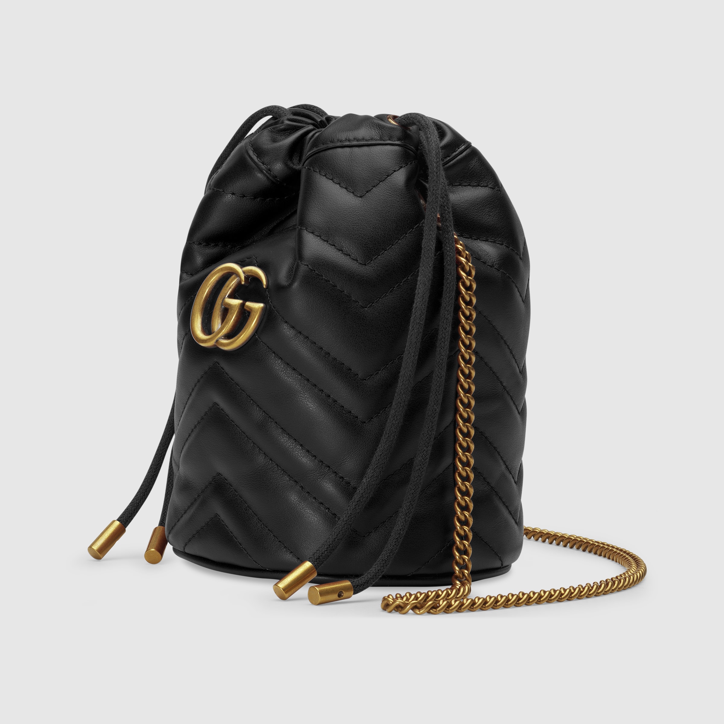 Mini borsa a secchiello GG Marmont in pelle nera GUCCI® Italia