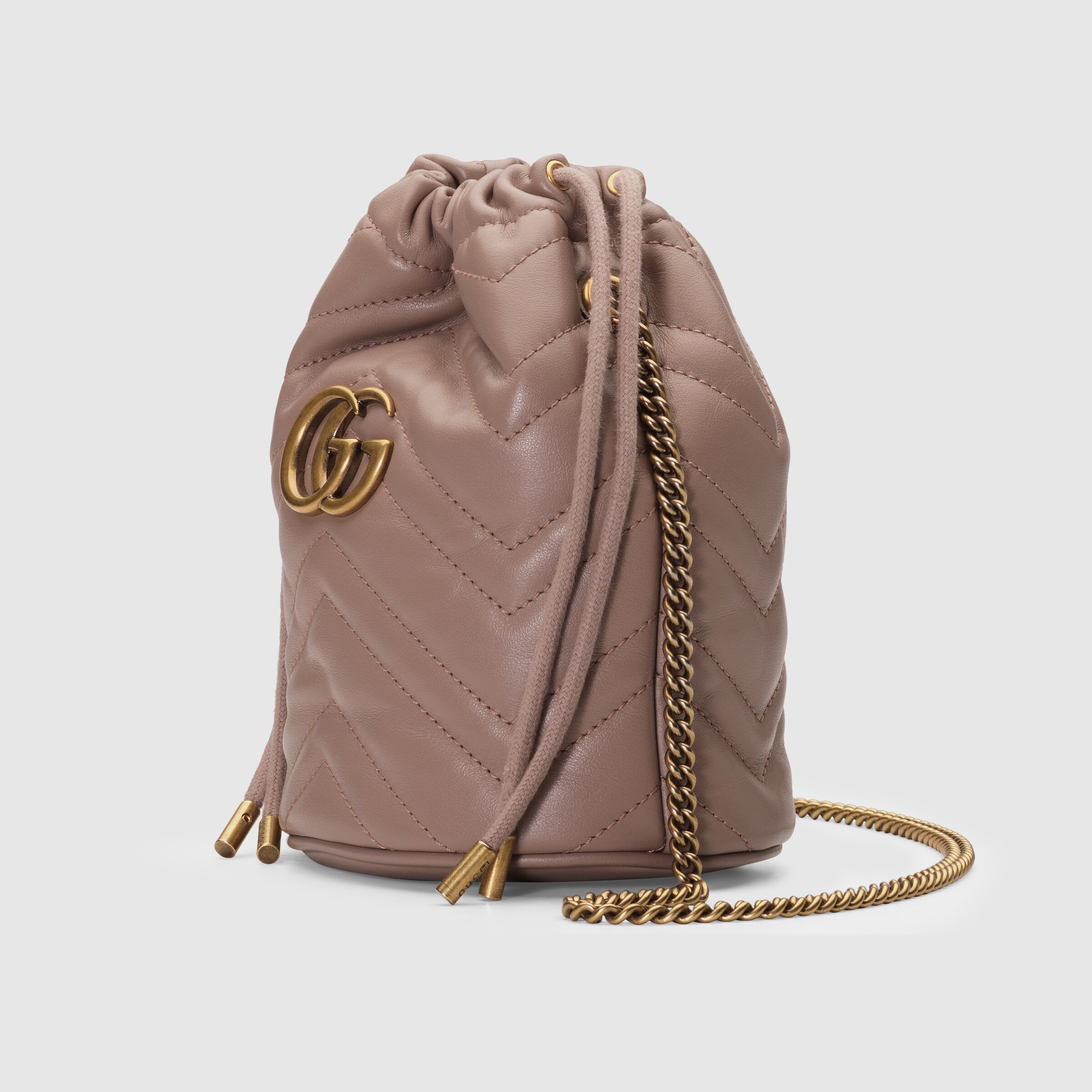 Dusty Pink Leather GG Marmont Mini Bucket Bag | GUCCIÂ® SE