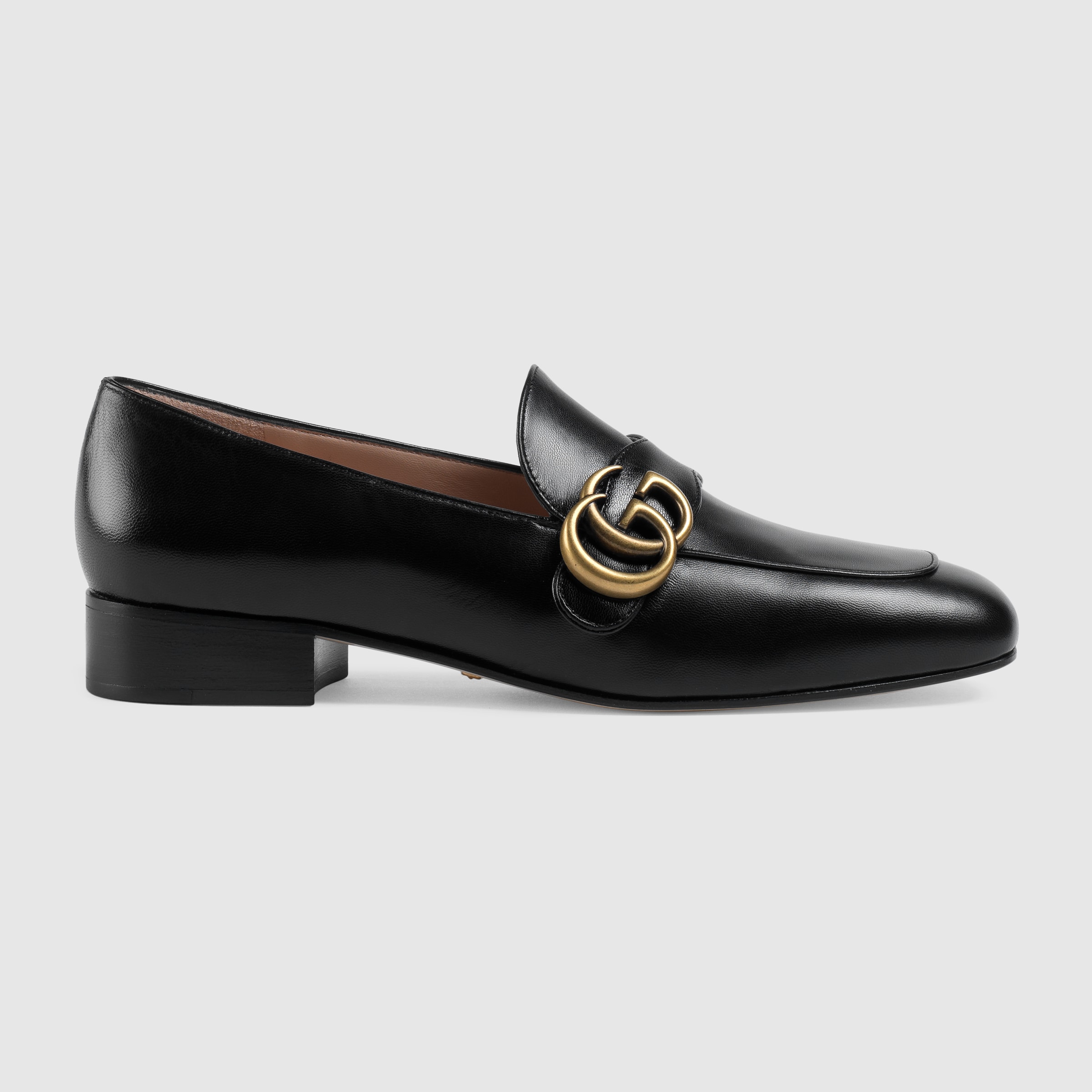 GUCCI LEATHER LOAFER WITH DOUBLE G